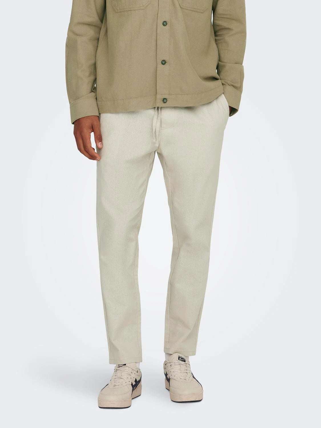 Only and Sons pellavahousut, LINUS CROP Beige
