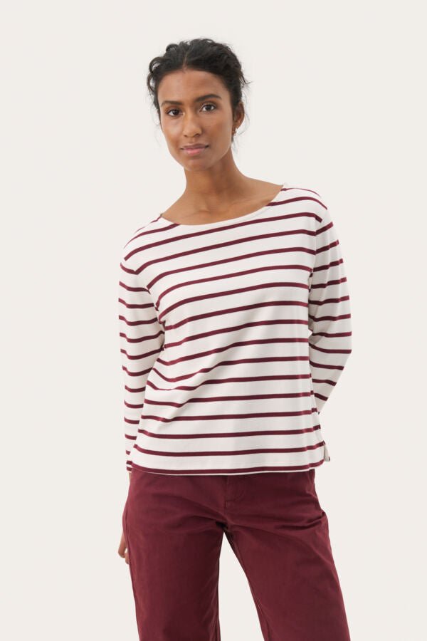 Part Two naisten paita, NELAPW TS Tawny Port Stripe