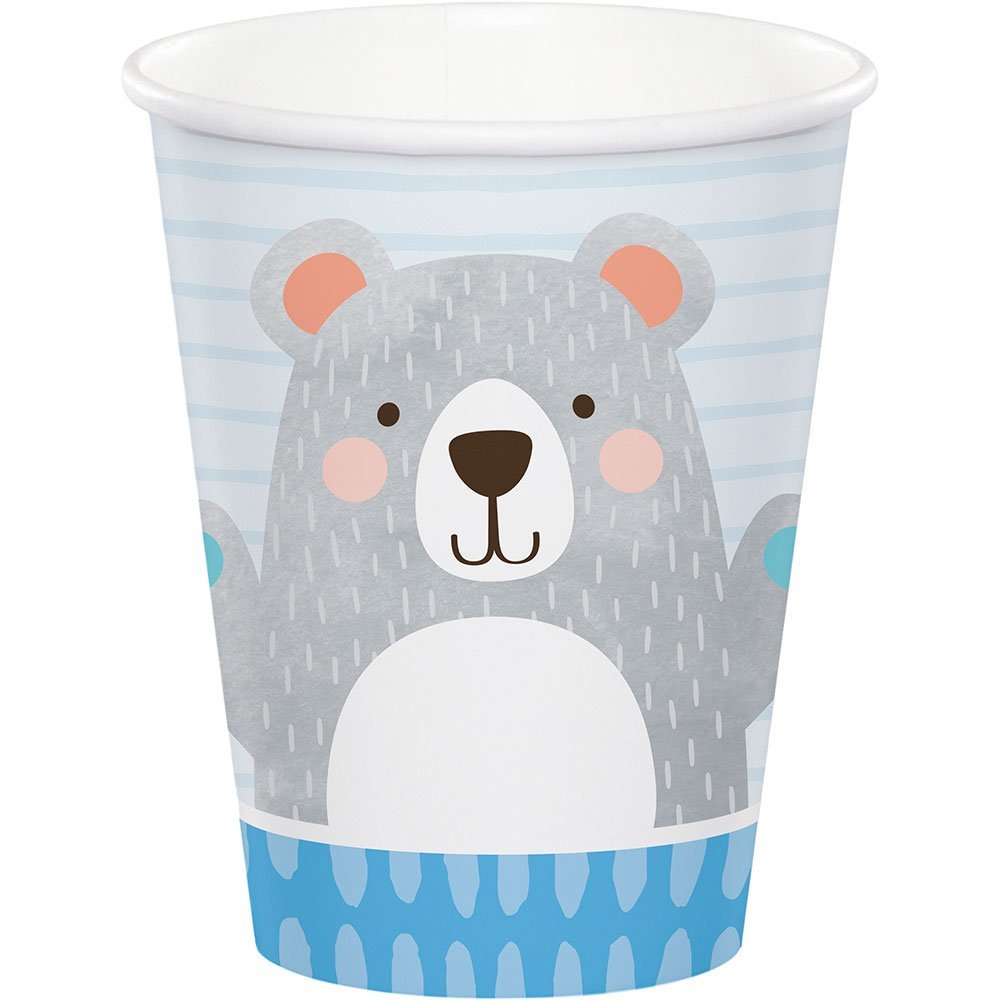 Birthday Bear Pahvimukit, 260ml, 8kpl