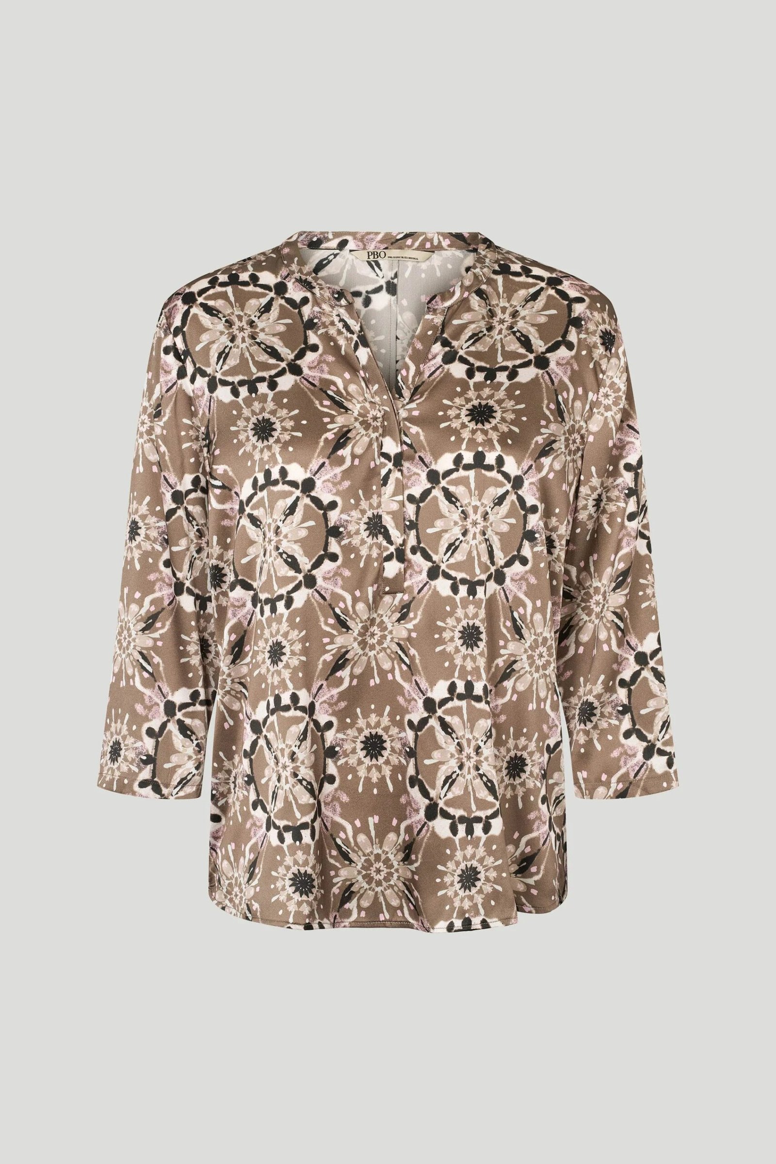 Philosophy Blues Original naisten pusero, SILKY BALI BLOUSE Ruskea Kuosillinen