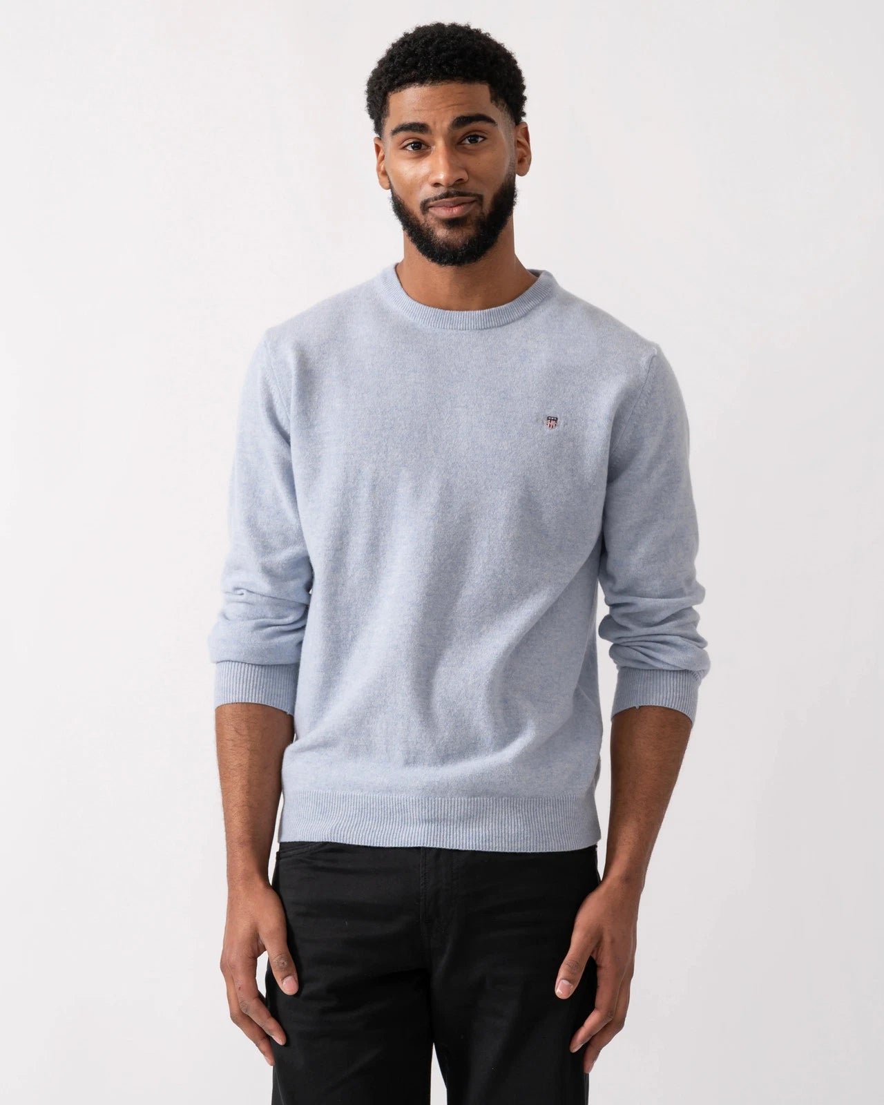 Gant miesten neulepaita Superfine Lambswool C-Neck, vaaleansininen