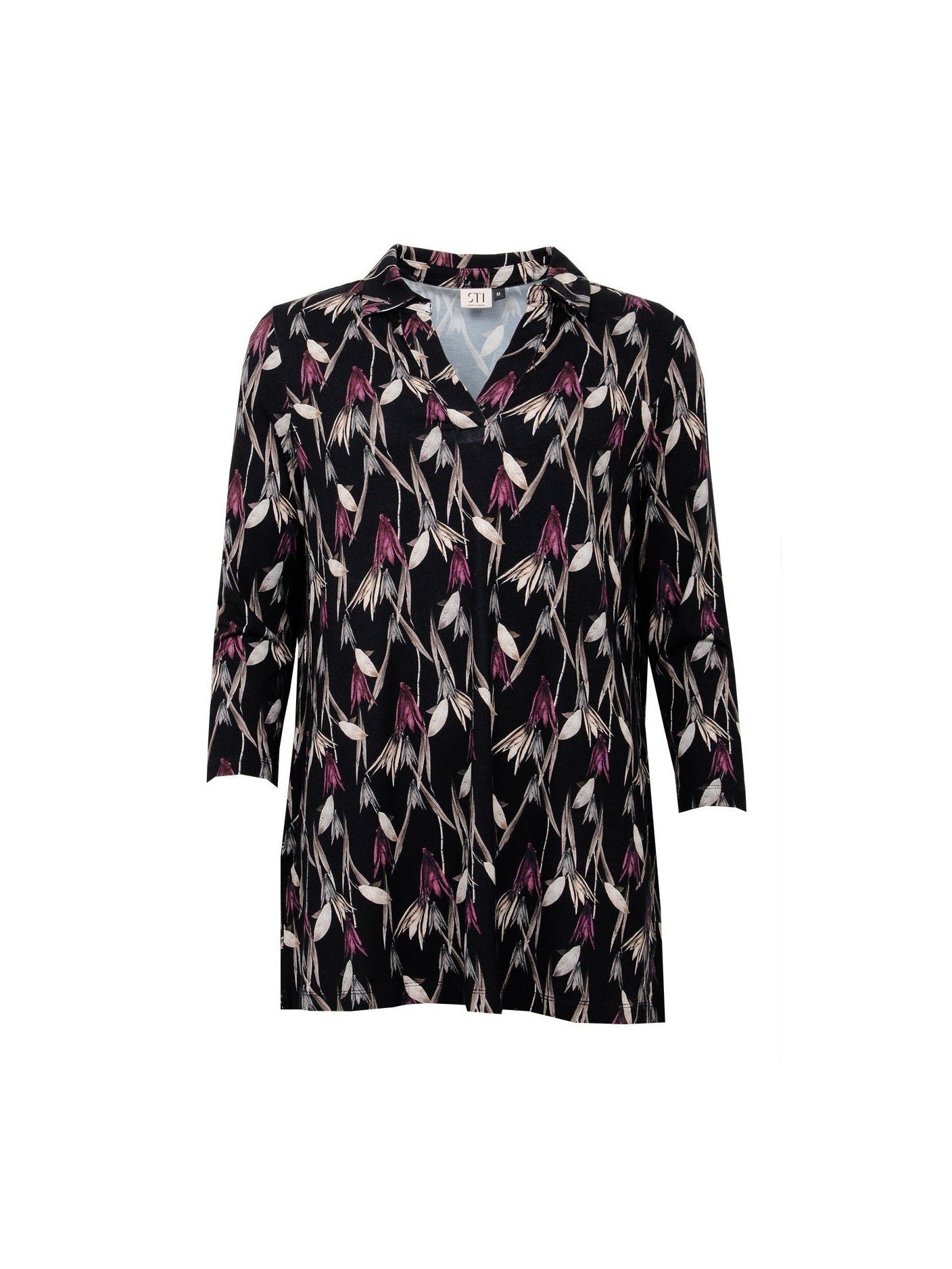 S.T.I naisten tunika, FERRA TRICOT TUNIC 74CM Musta Kuosi