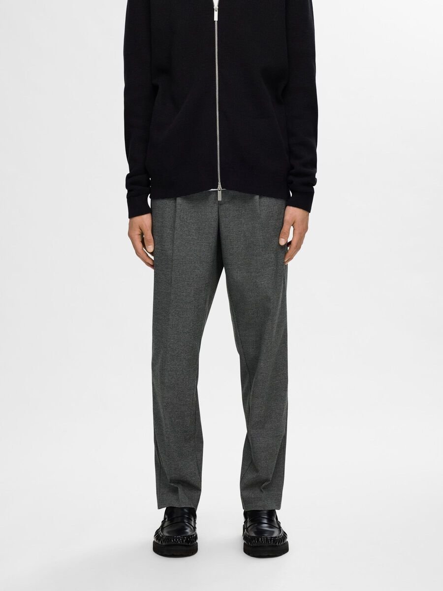 Selected miesten housut, REG TAPRED LEROY PLEAT Dark Grey Checks