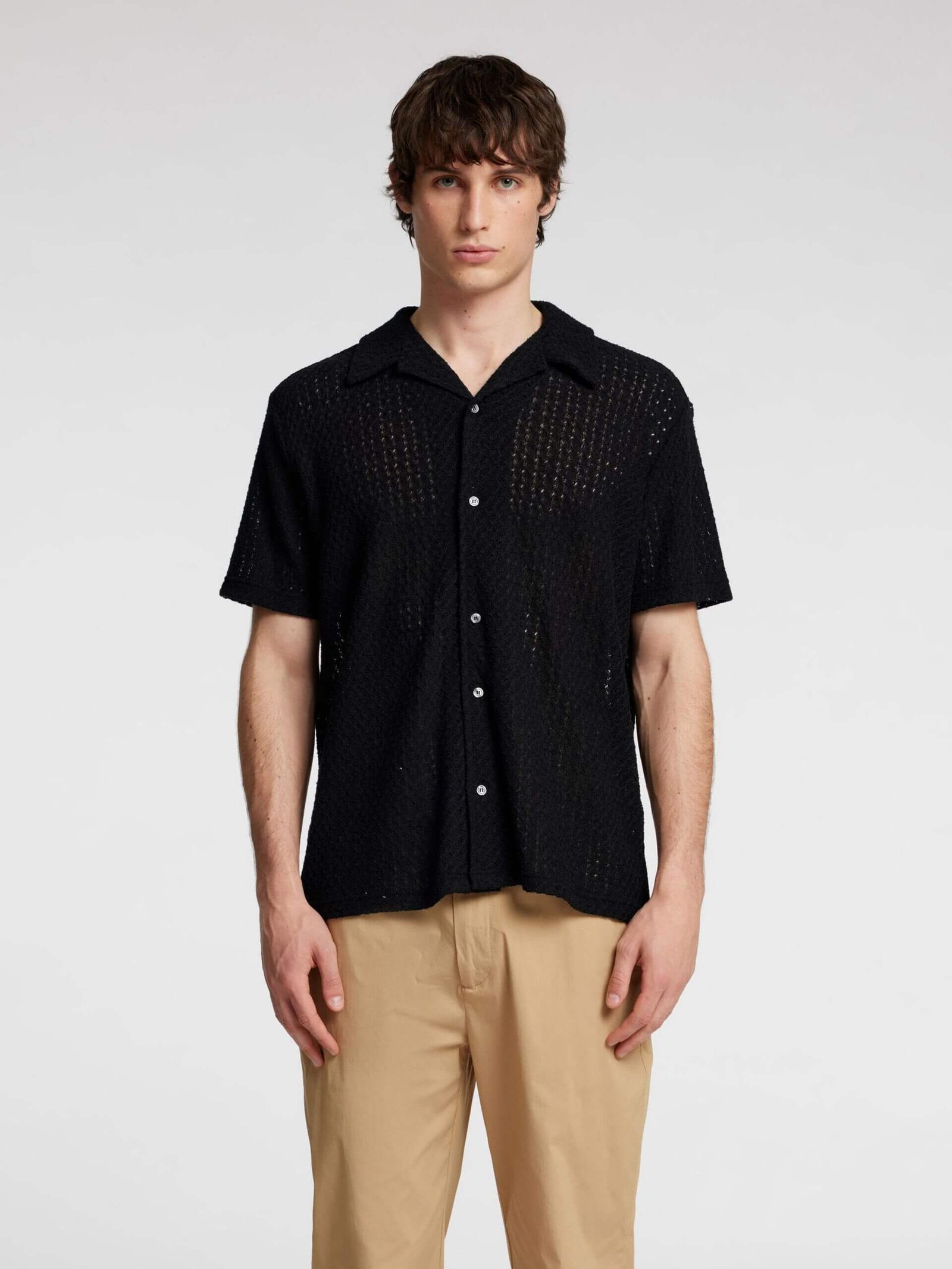 Selected miesten kauluspaita, RELAX BANE SS JERSEY SHIRT Musta