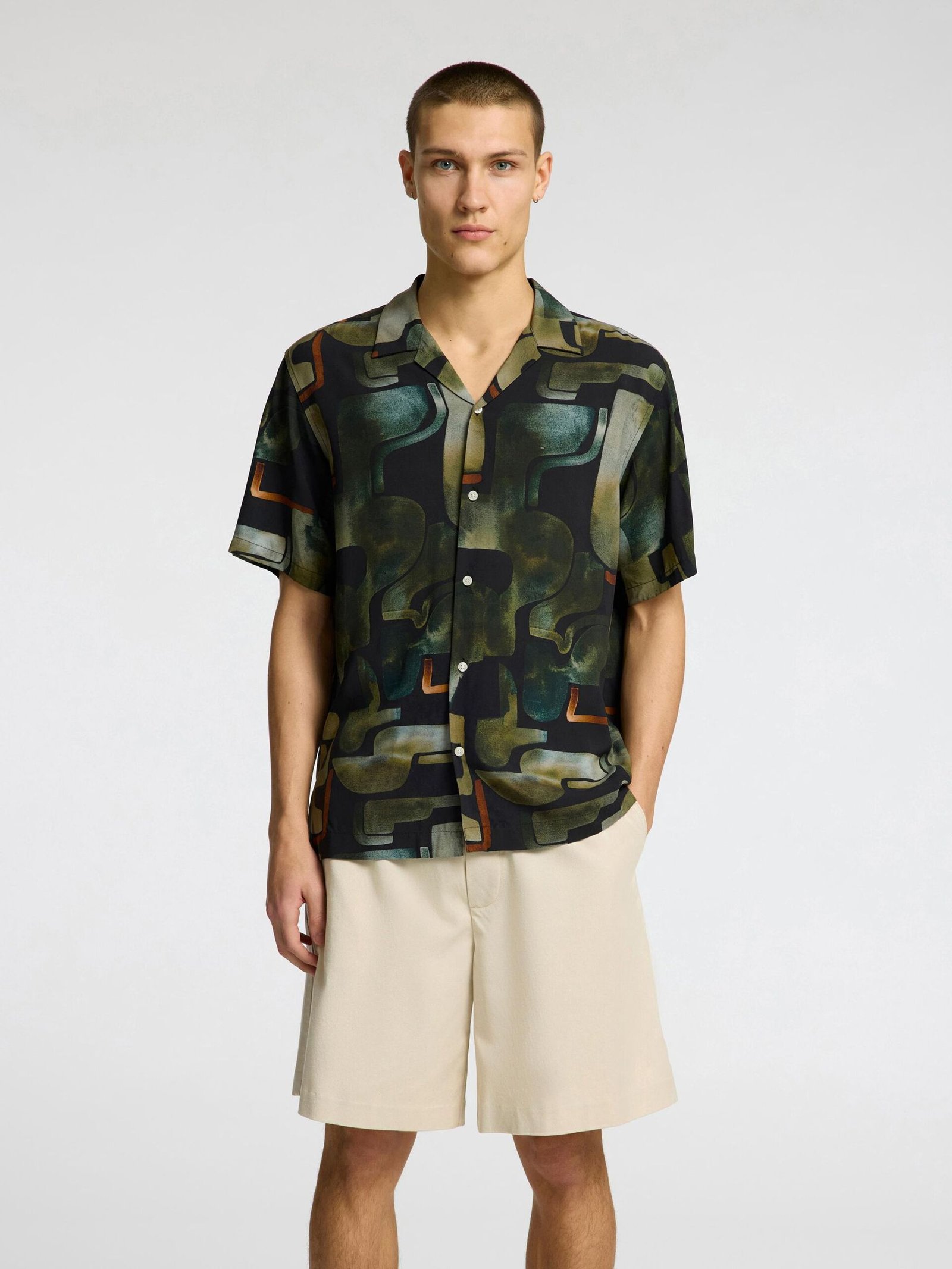 Selected miesten kauluspaita, RELAX VERO SHIRT AOP Kuosi, Vihreä