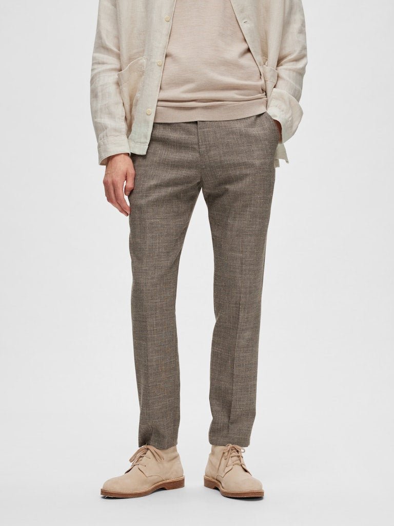 Selected pellavahousut, OASIS LINEN TROUSER Keskiruskea