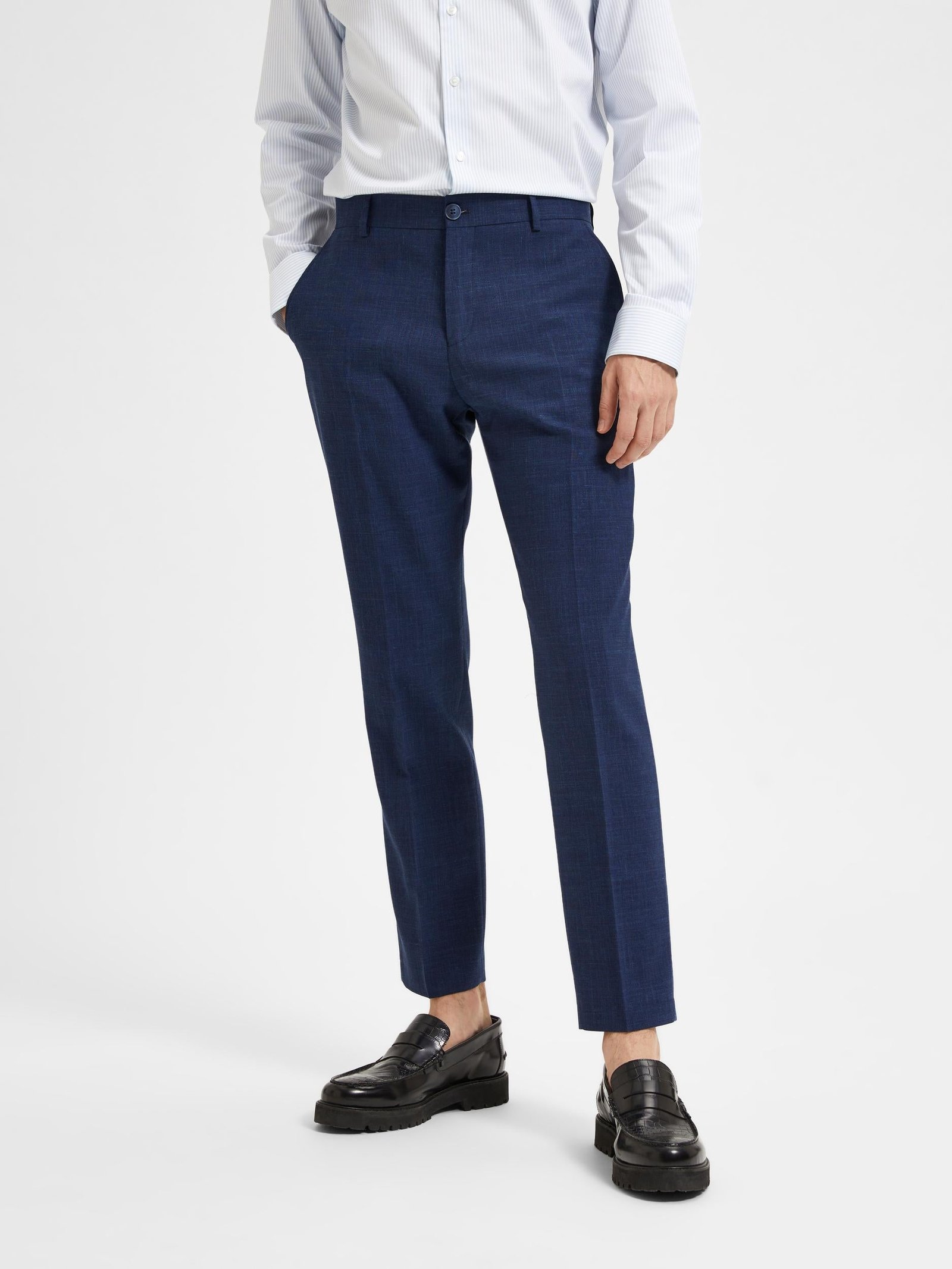 Selected pellavahousut, OASIS LINEN TROUSER Tummansininen