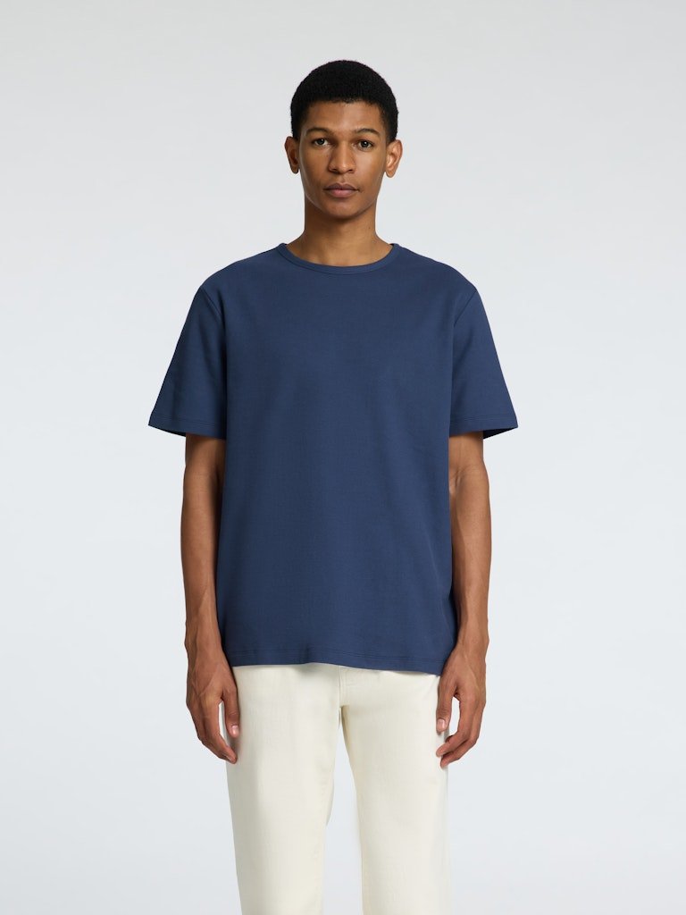 Selected t-paita, JOSEPH PIQUE SS O-NECK Indigo
