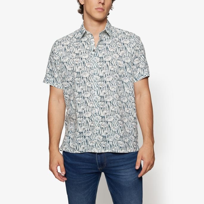 Signal miesten kauluspaita, HUBERT SI LIN STRAW Sininen Kuosi