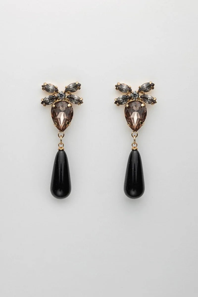 Bow 19 korvakorut STONE DROP EARRINGS, musta
