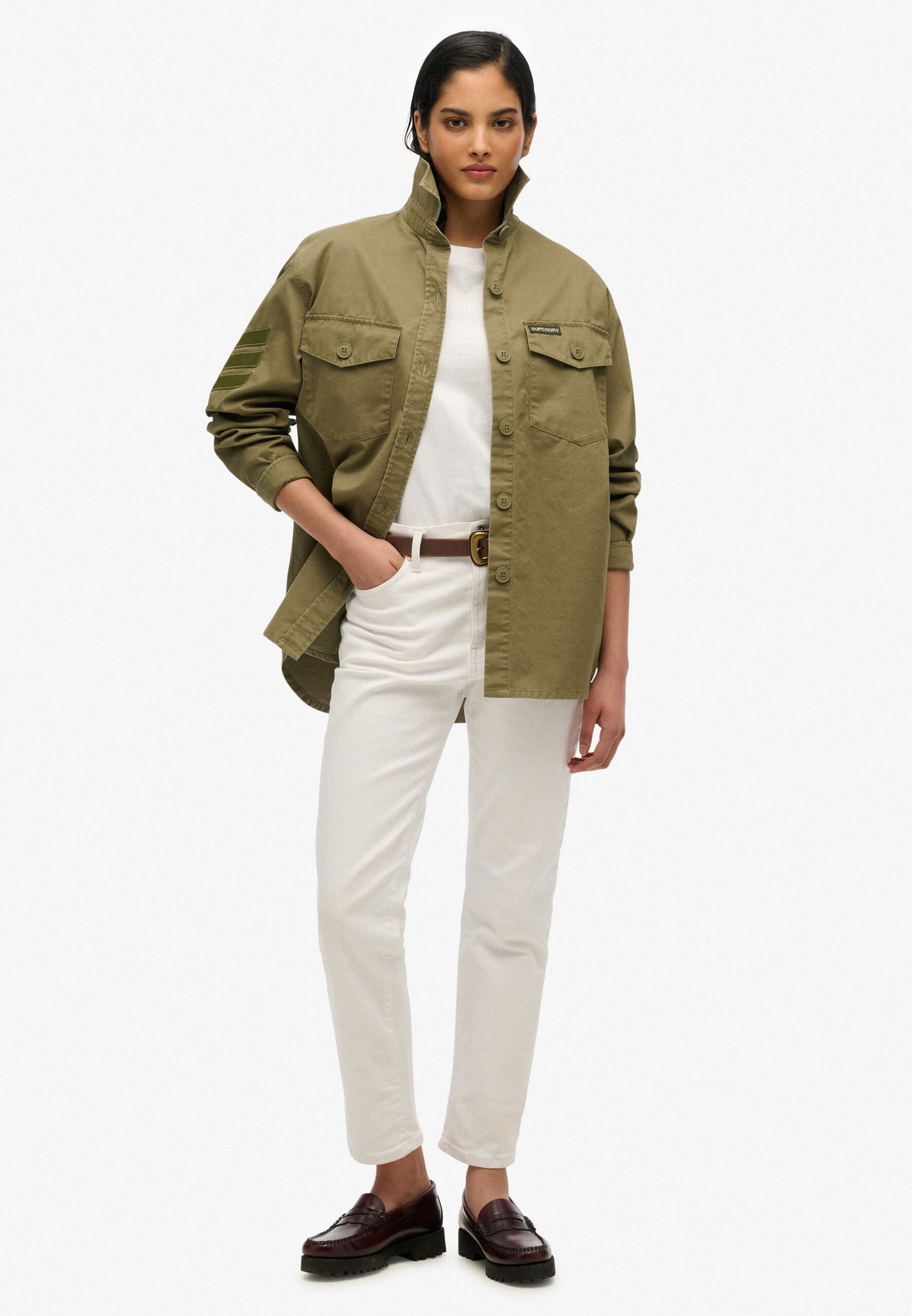Superdry naisten paita, Military Emb Oversized Shirt Armeijanvihreä