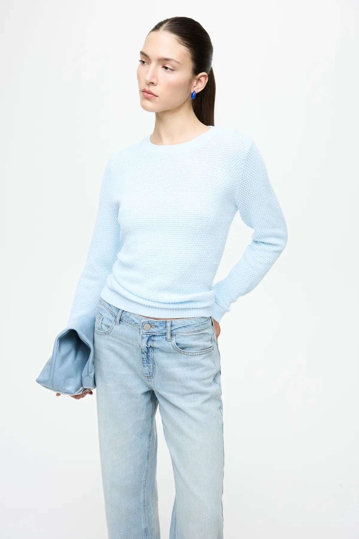 Vila neule, VIDALO O-NECK L/S KNIT TOP Nantucket Breeze
