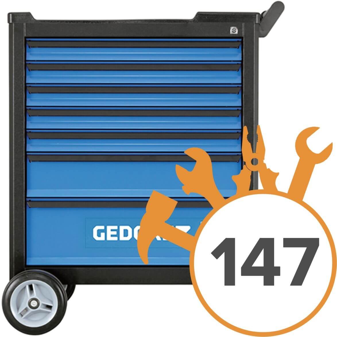 Työkaluvaunu + 147 työkalua, Gedore