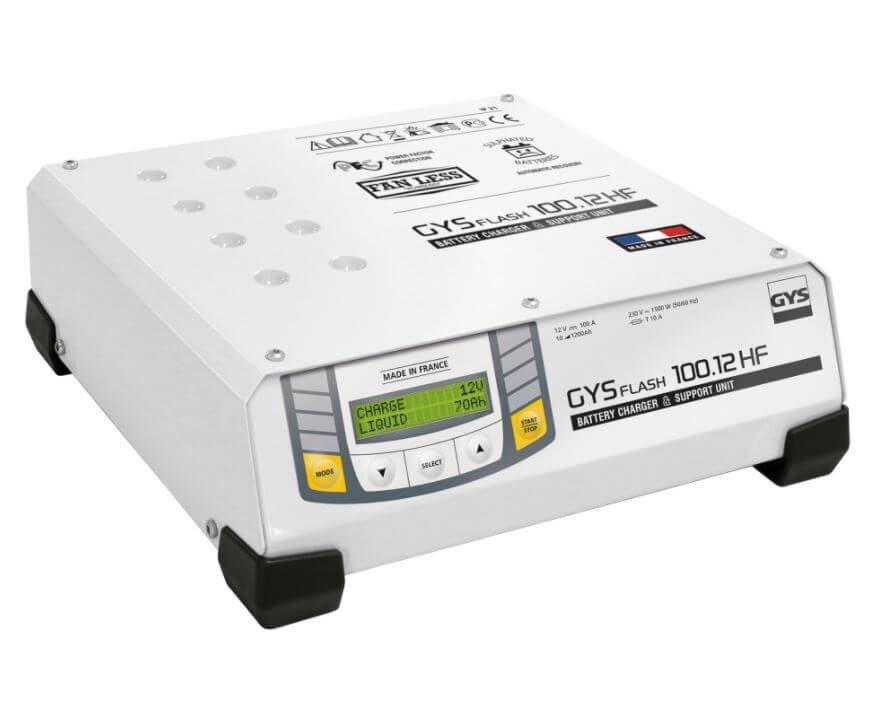 Akkulaturi / varavirtalähde Gysflash 100-12HF, GYS 2,5 m kaapeleilla