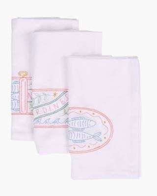 Sardines 3 kpl kangaslautasliina valkoinen