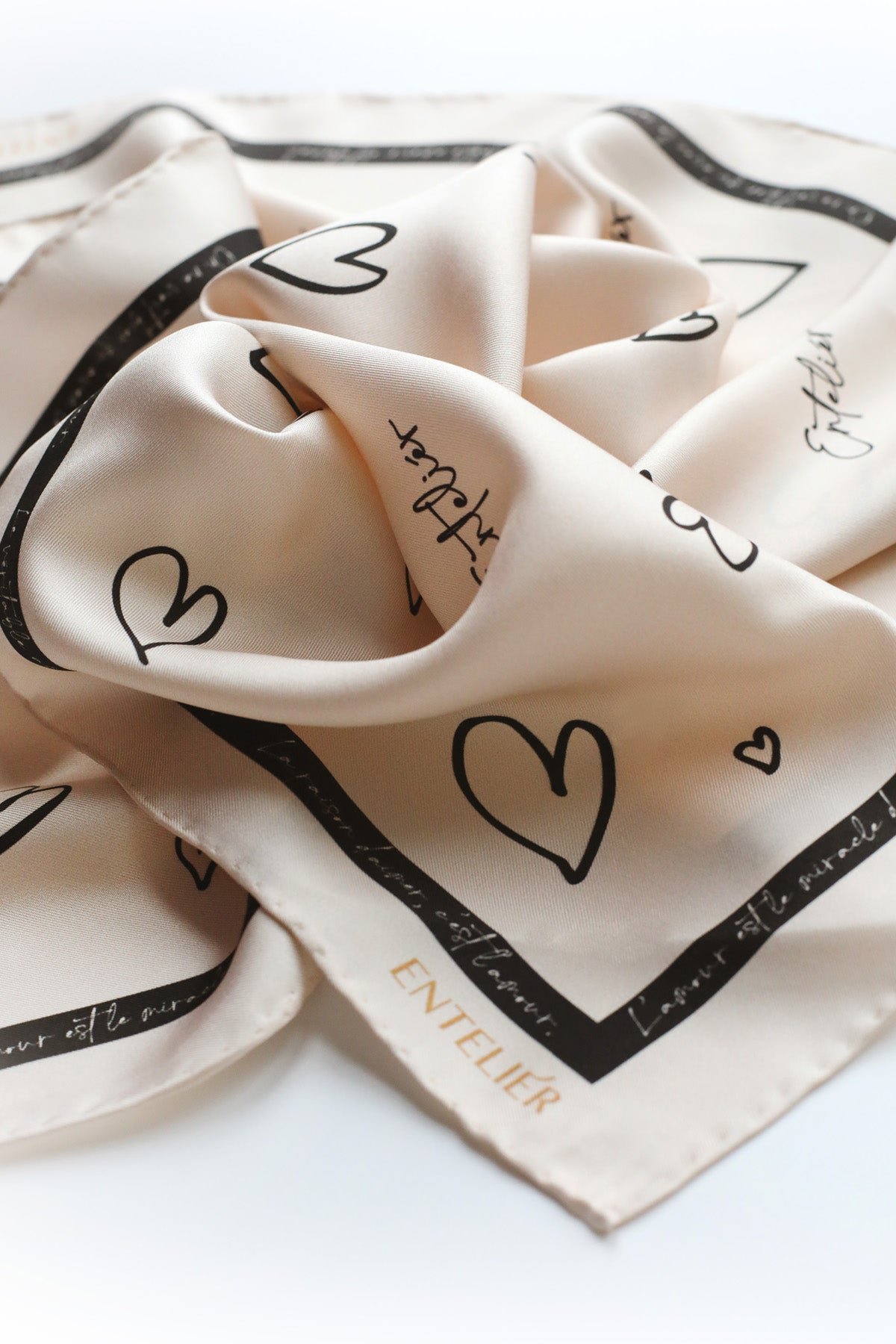 L’amour Silk Scarf Ecru