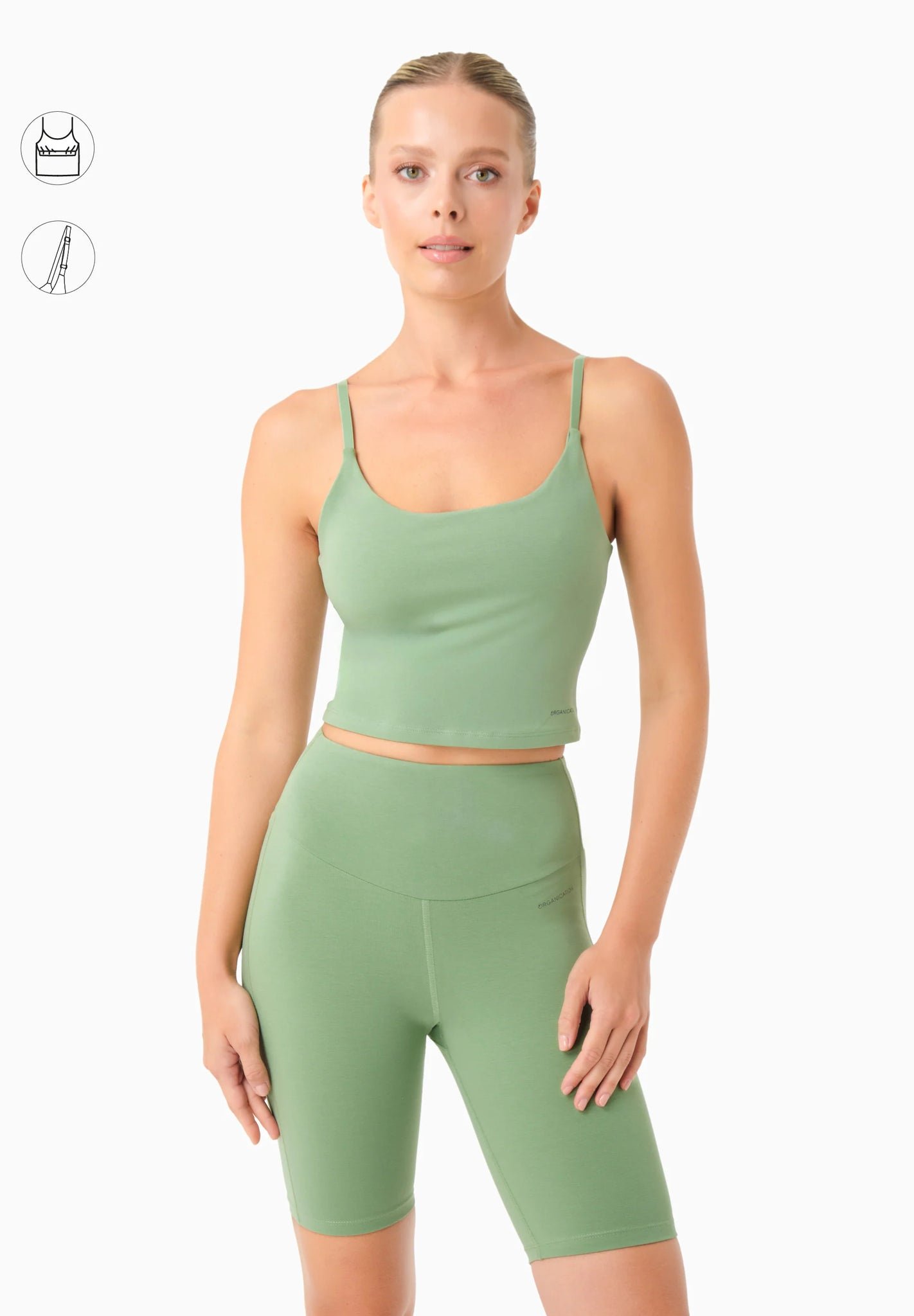 Tarra Cotton Crop Top Mineral Green