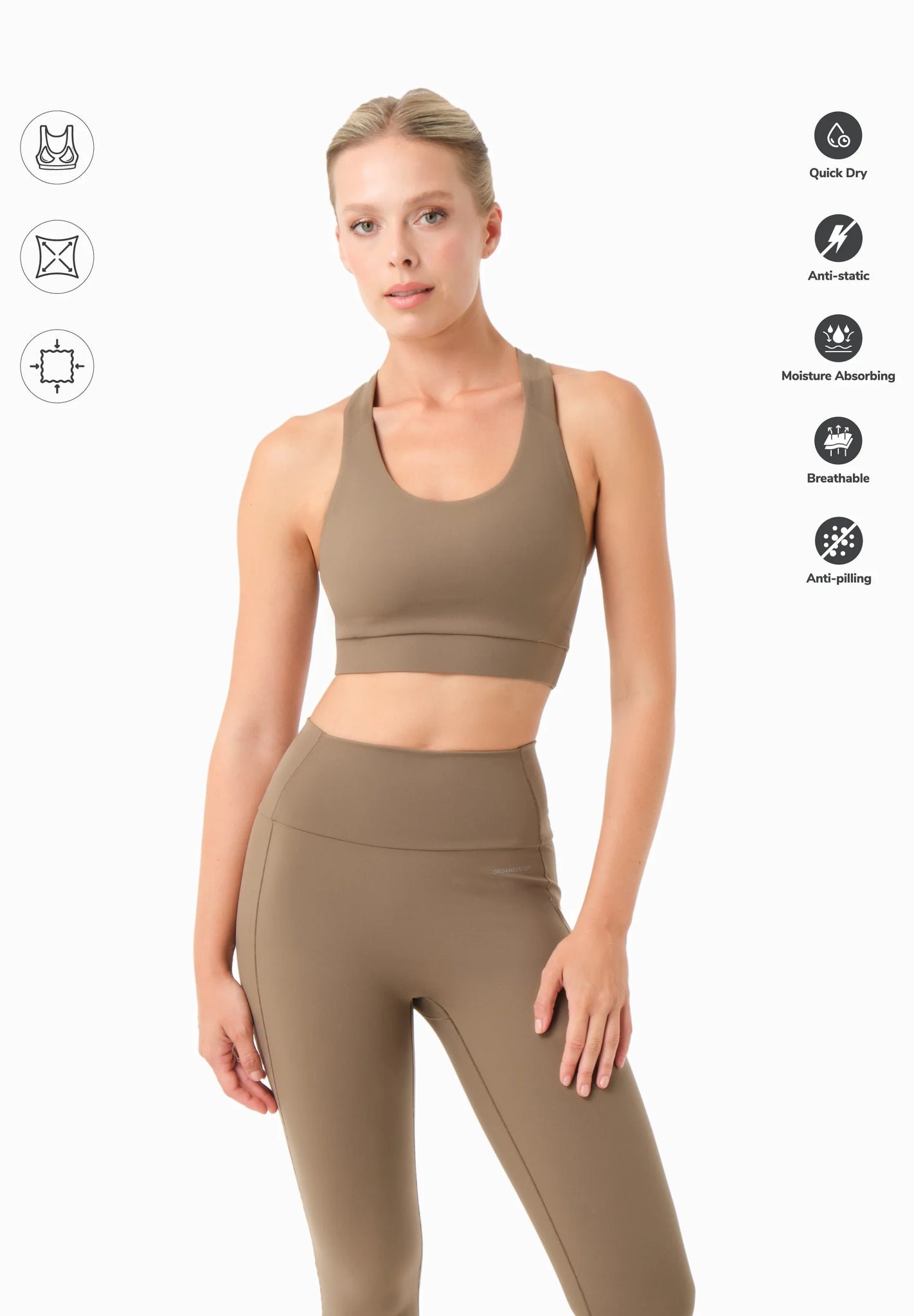 Bevinn Cross-strap Sport Bralette Gravel