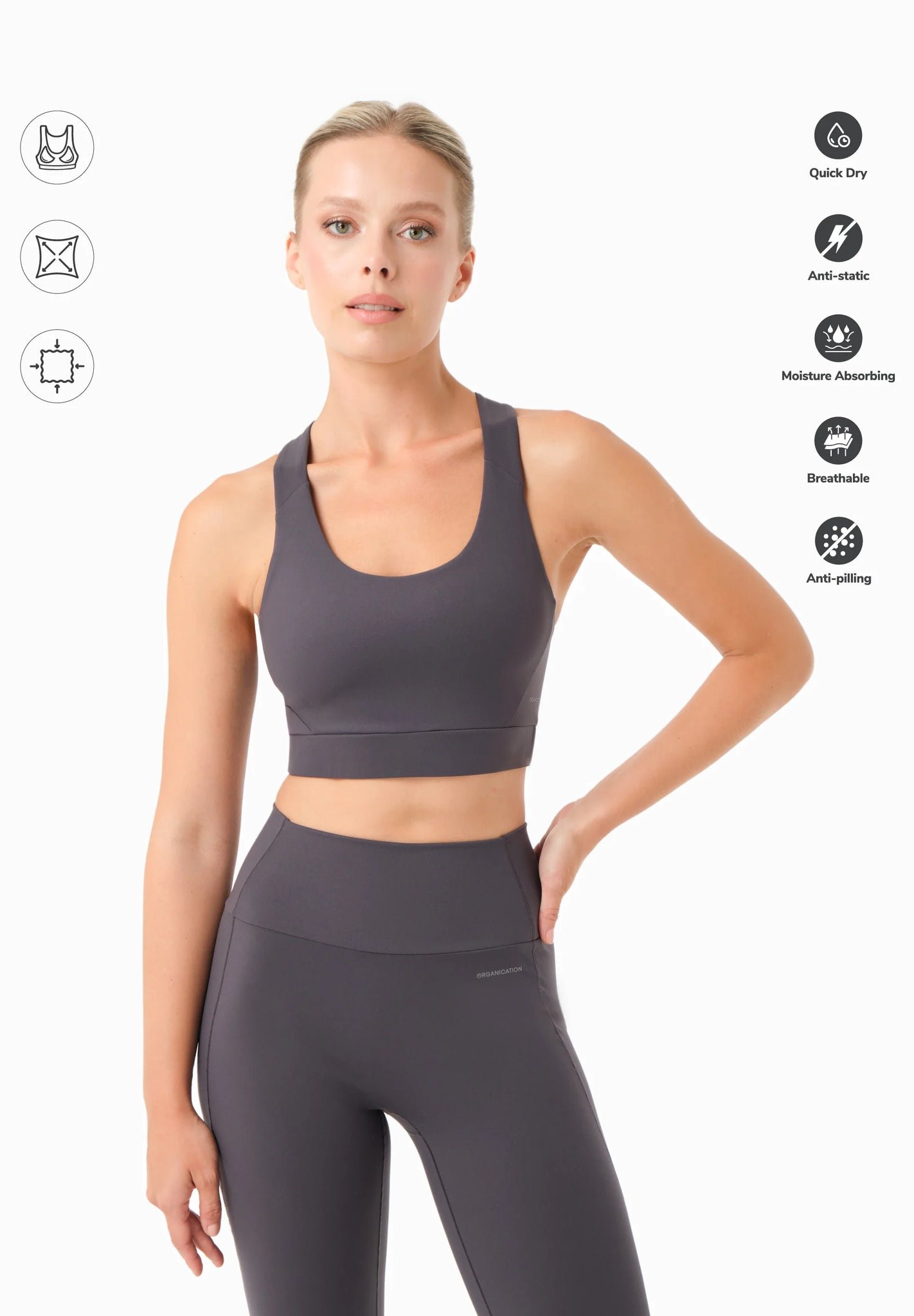 Bevinn Cross-strap Sport Bralette Shadow