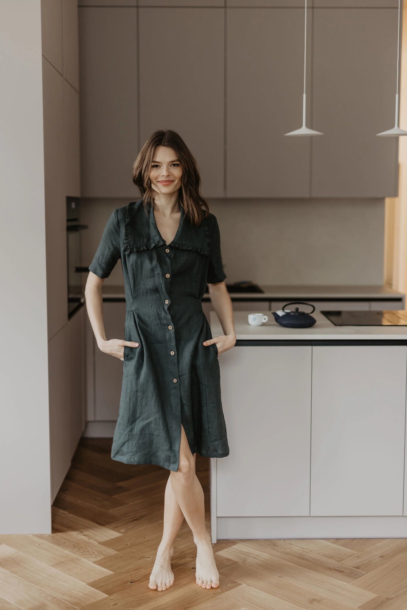 Melnrage Linen Shirt Dress