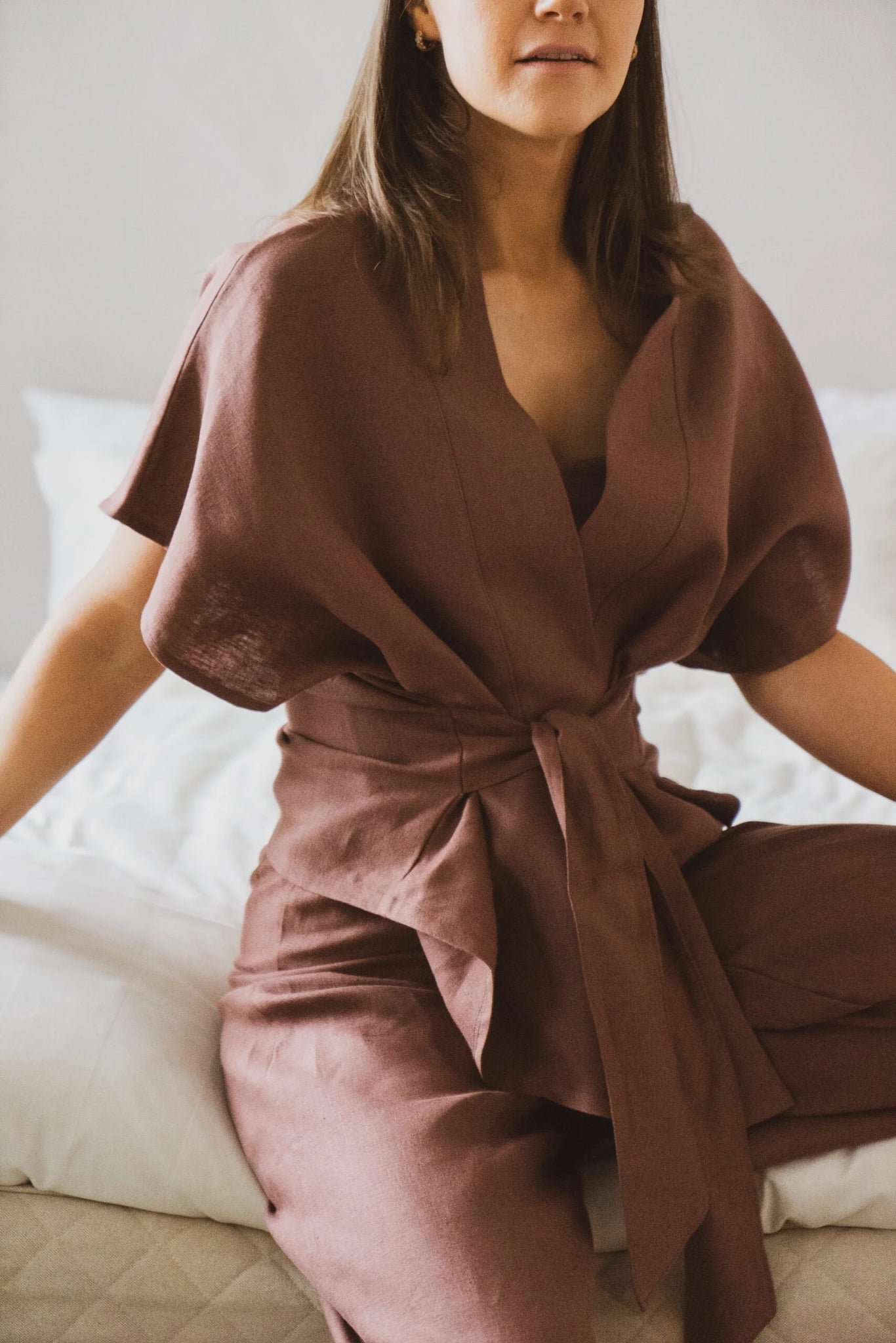 Saga Linen Kimono Jacket Blush