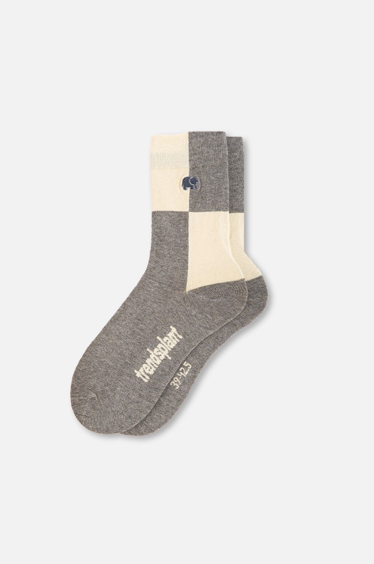 Color Block Light Crew Socks Heather Grey