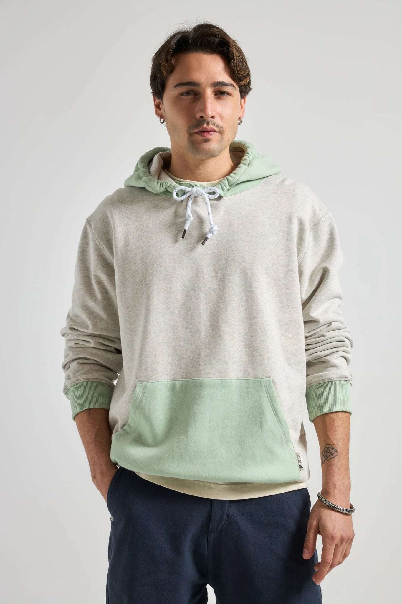 The Hooded Oversized Sweater Warm Heather Grey/Matcha