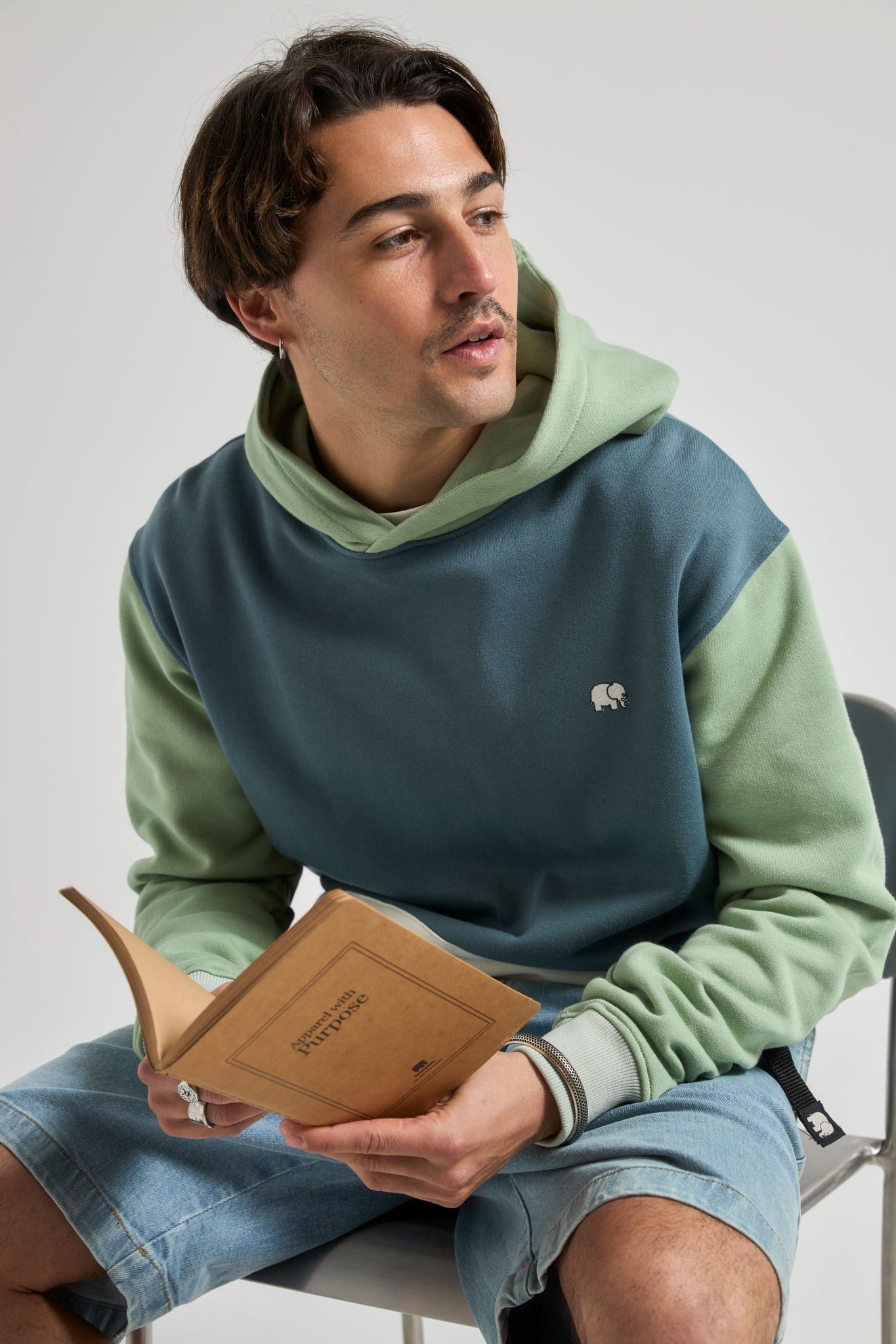Color Block Hoodie Deep Spruce
