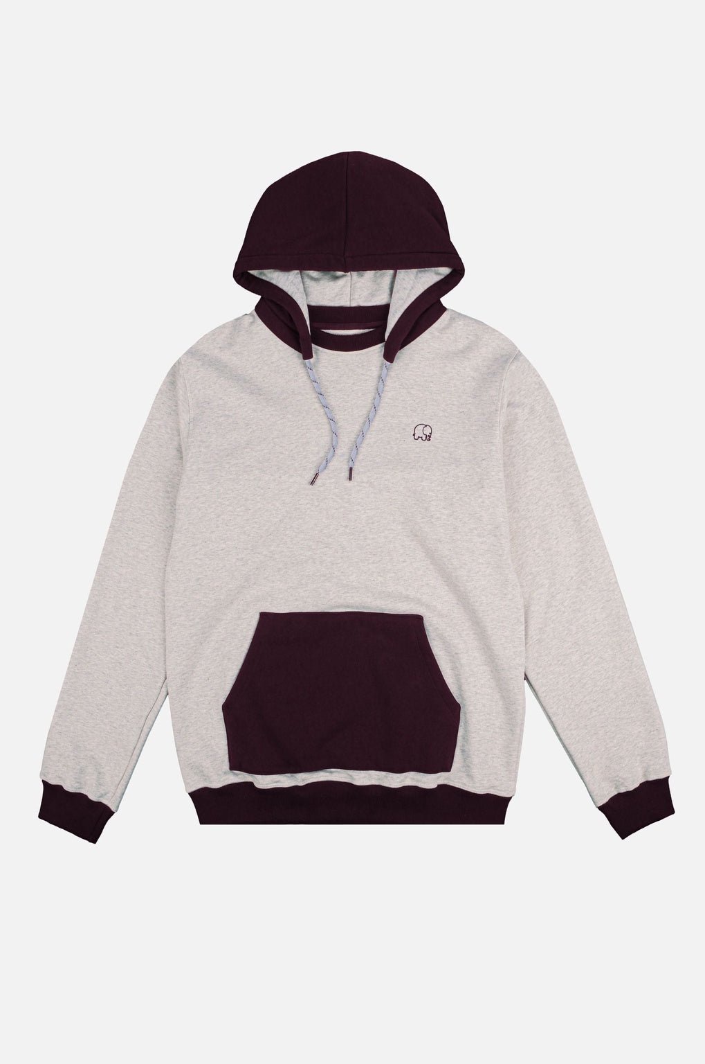 The Hooded Oversized Sweater Warm Heather Grey/Wine Red