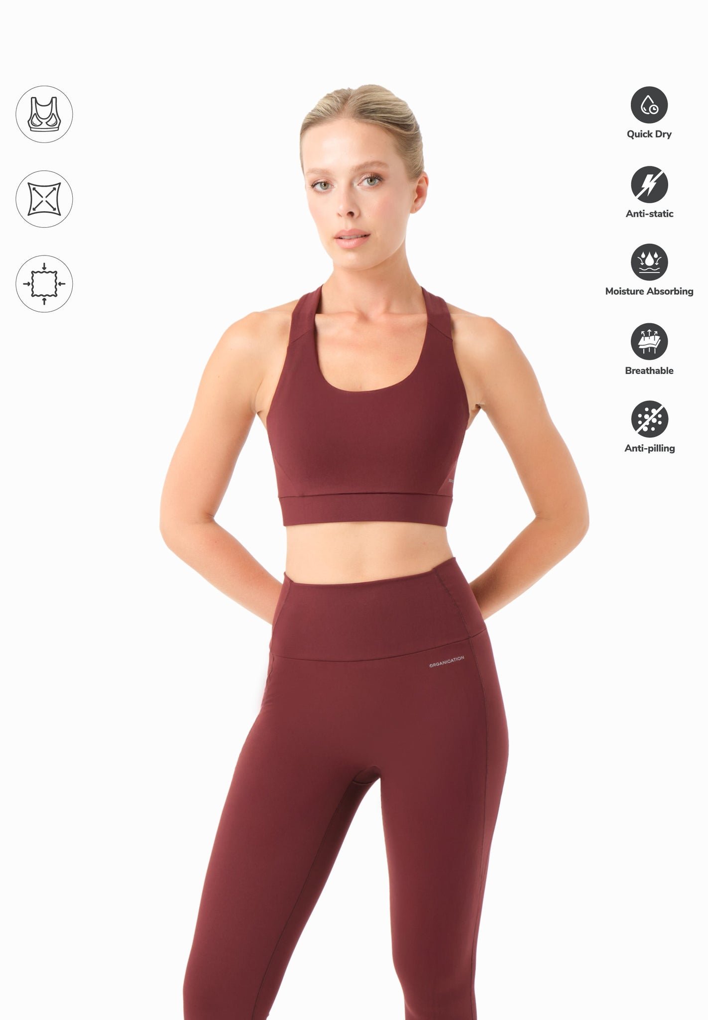Bevinn Cross-strap Sport Bralette Bordeaux