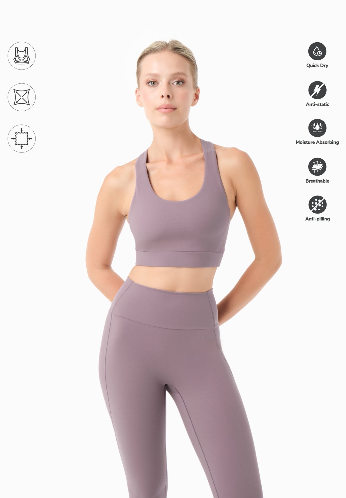 Bevinn Cross-strap Sport Bralette Dirty Lilac