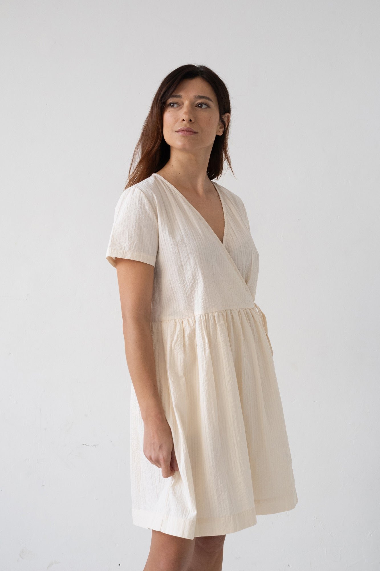 Benoit Beige Wrap Dress Off-White