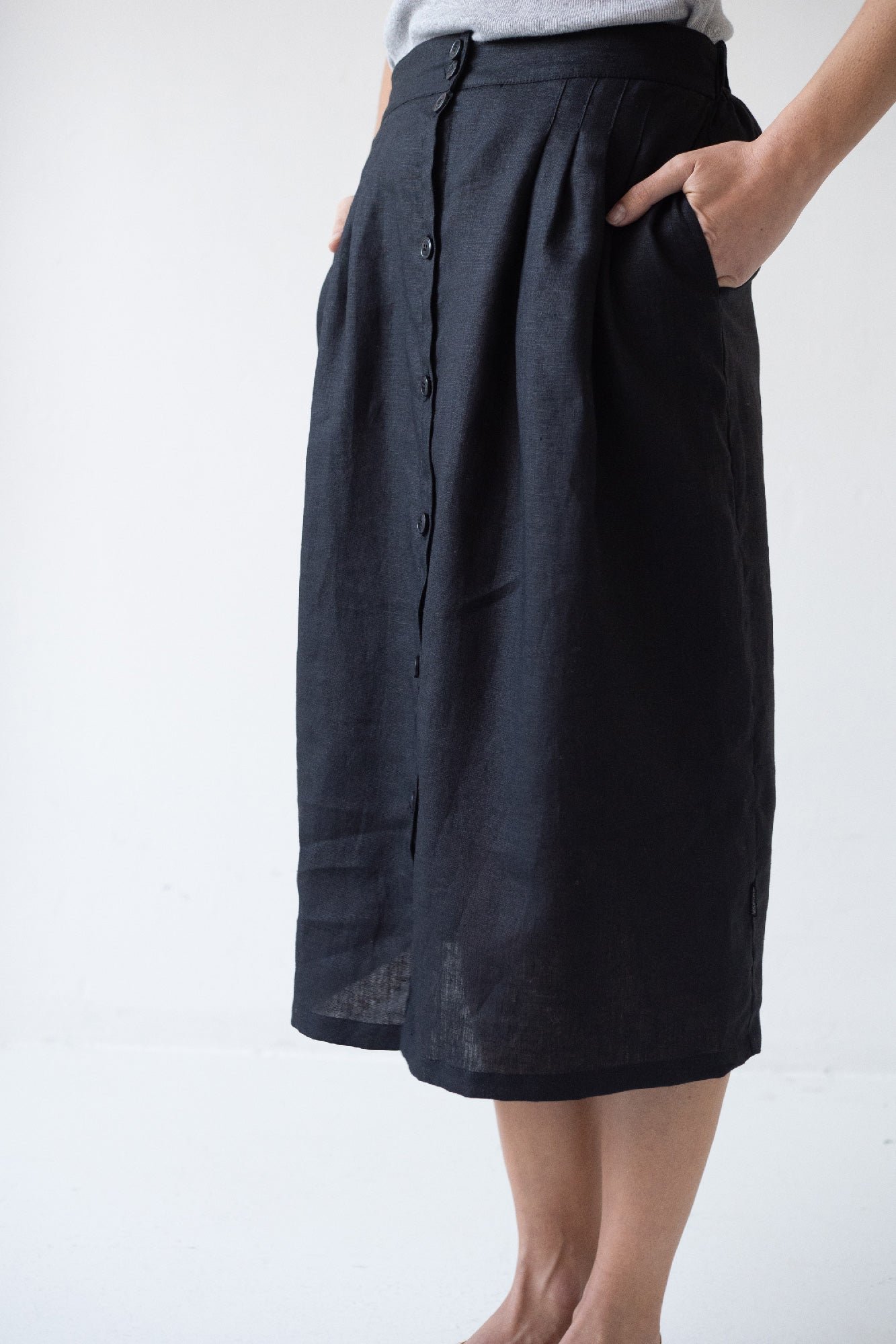 Bernadette Linen Skirt Black