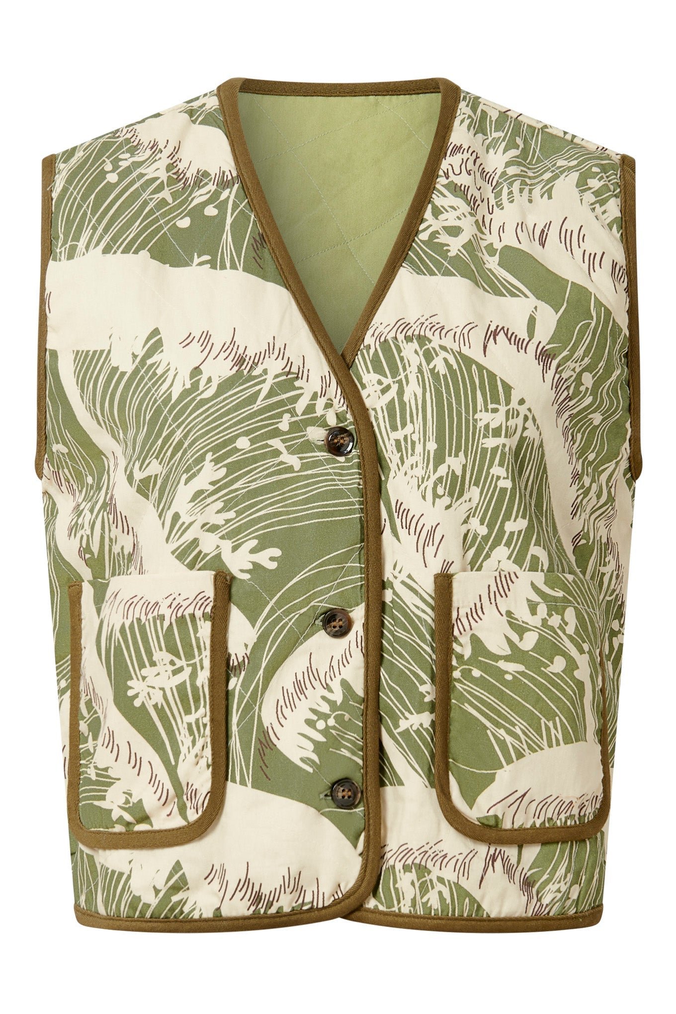 Wave Organic Cotton Reversible Vest Sage/Green