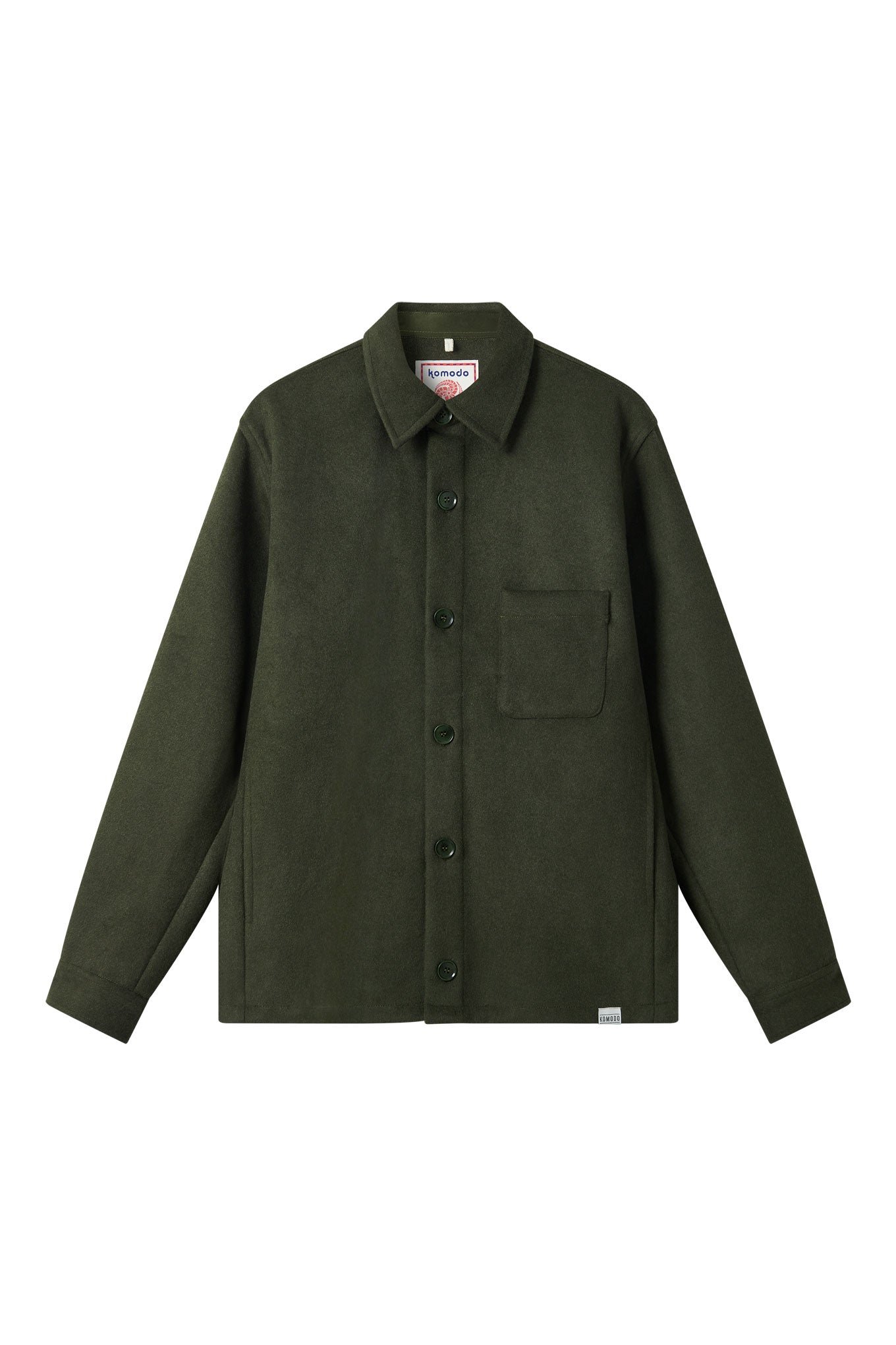 JOHAN Recycled Wool Poly Blend Over Shirt- Olive