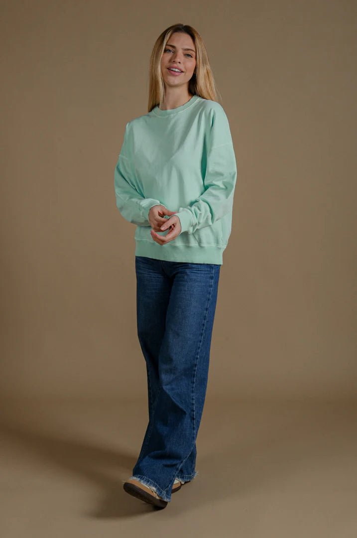 Women’s Essential Pigment Oversized Sweater Dusty Aqua