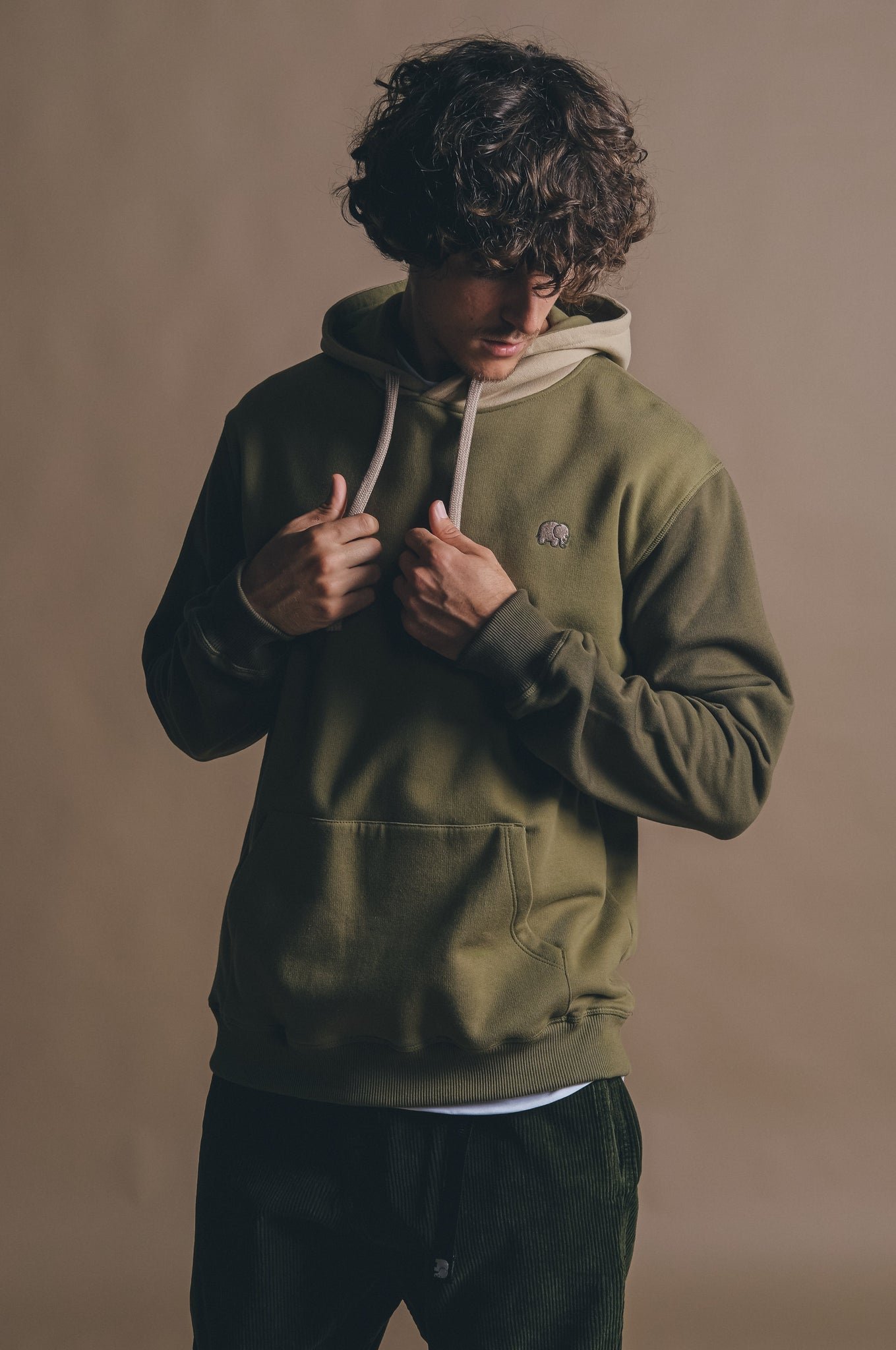 Color Block Hoodie Gothic Olive