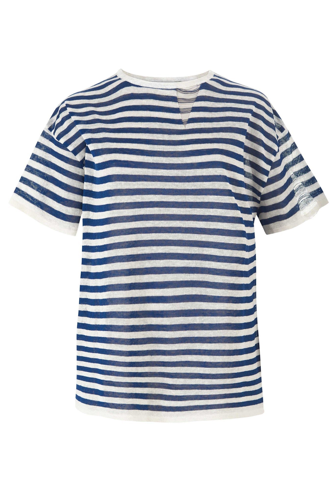 Energia Unisex Linen T-Shirt Navy Striped