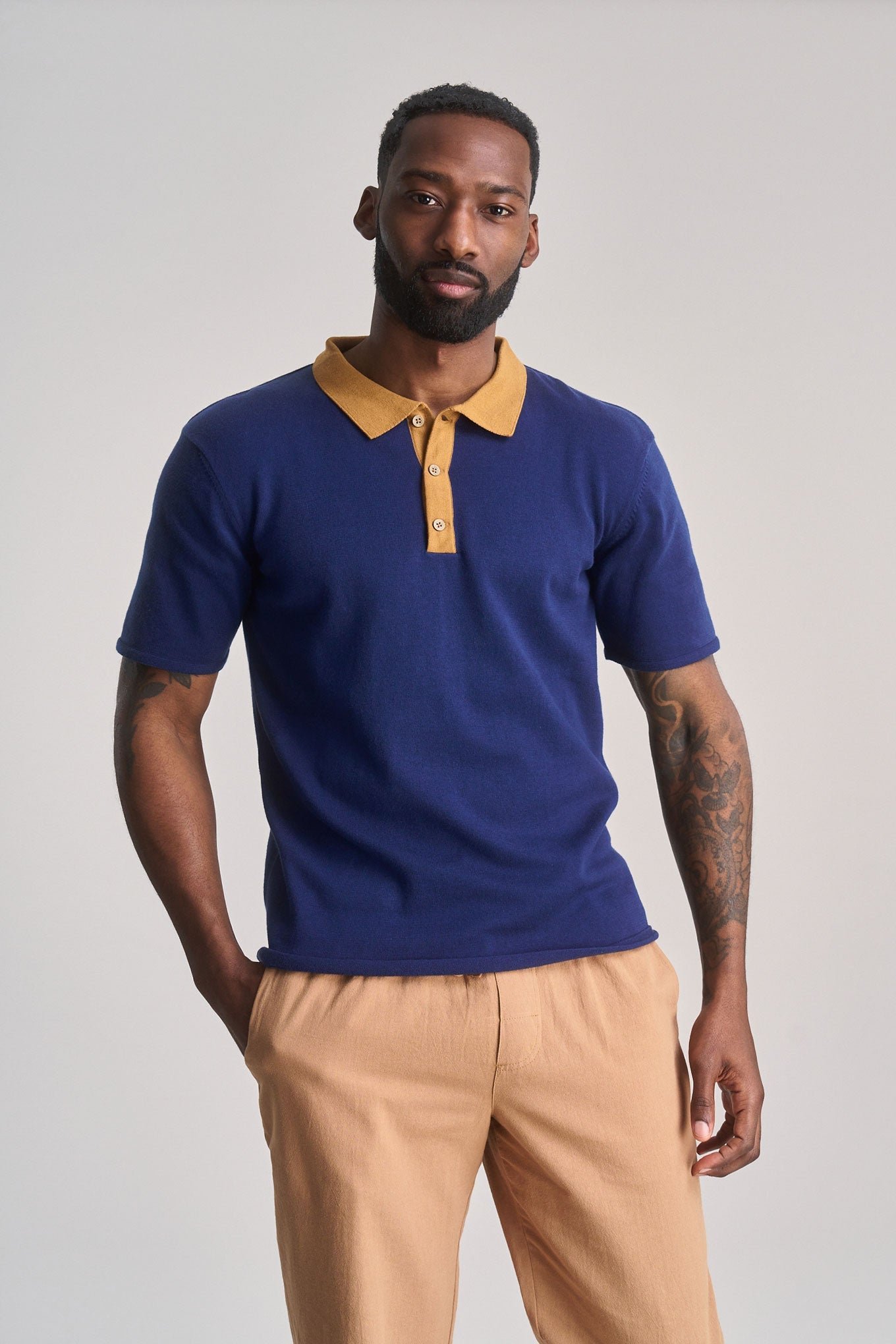 Frank Organic Cotton Knit Polo Navy