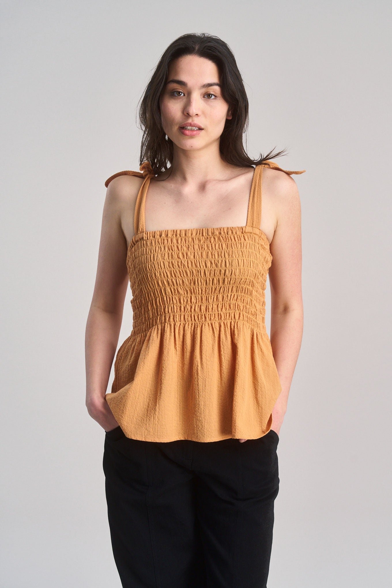 Gaia Organic Cotton Seersucker Top Orange