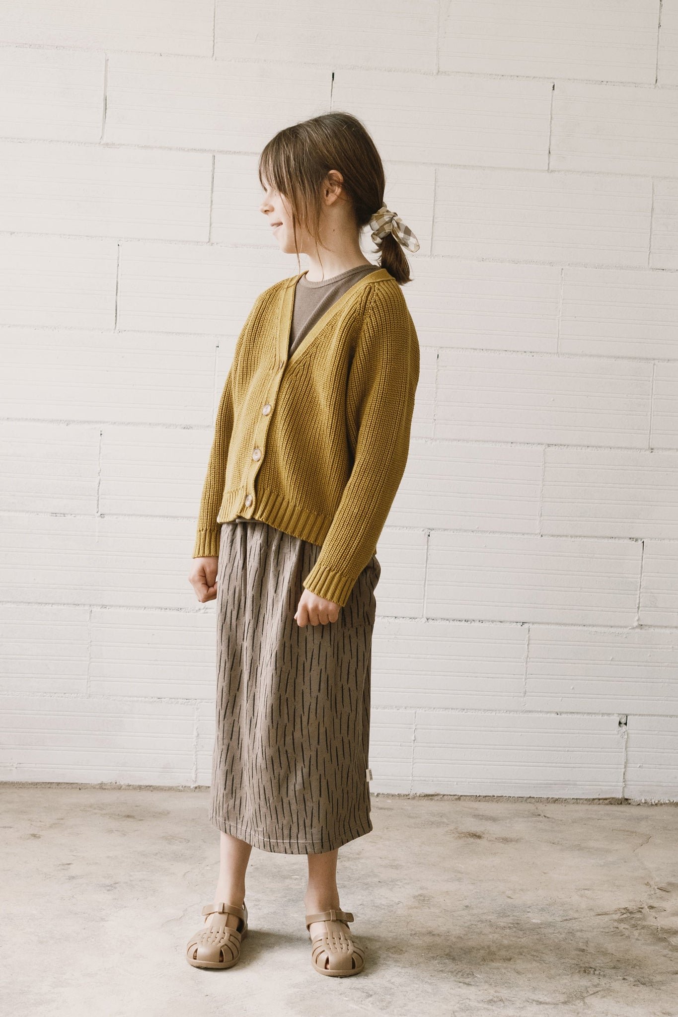 Kid's Giova Short Cardigan Mustard