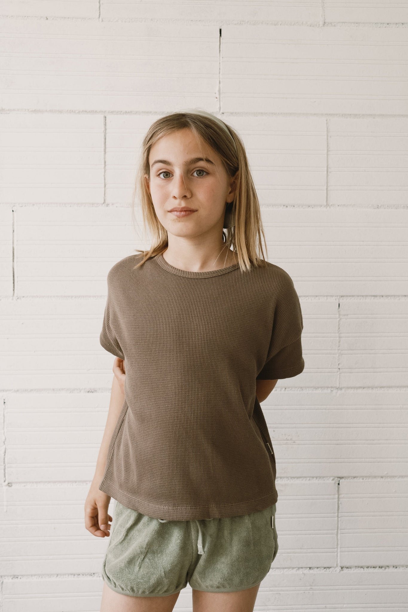 Kids' Haco Waffle Oversized T-Shirt Brown