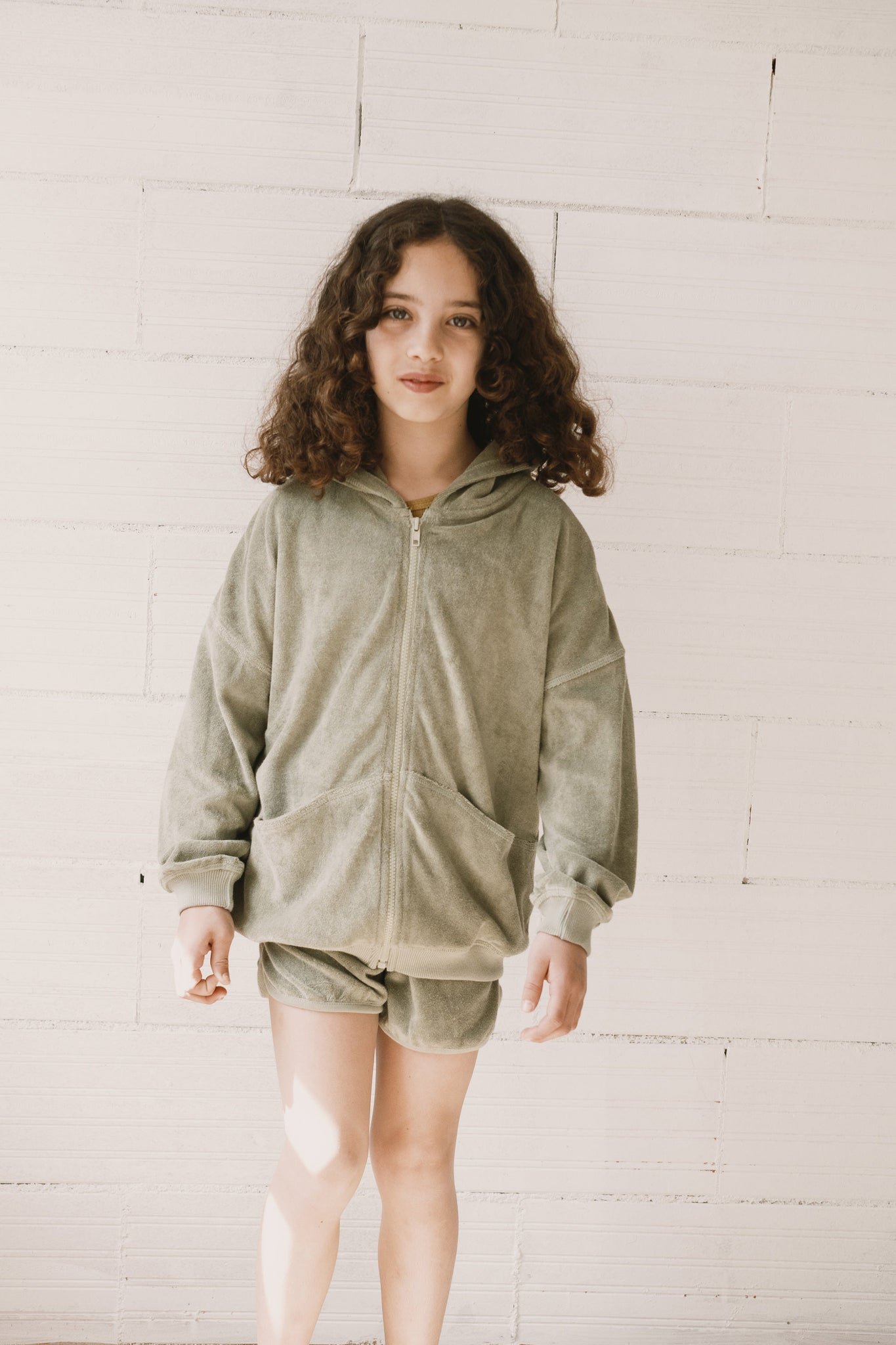 Kid's Helmi Terry Hoodie Green