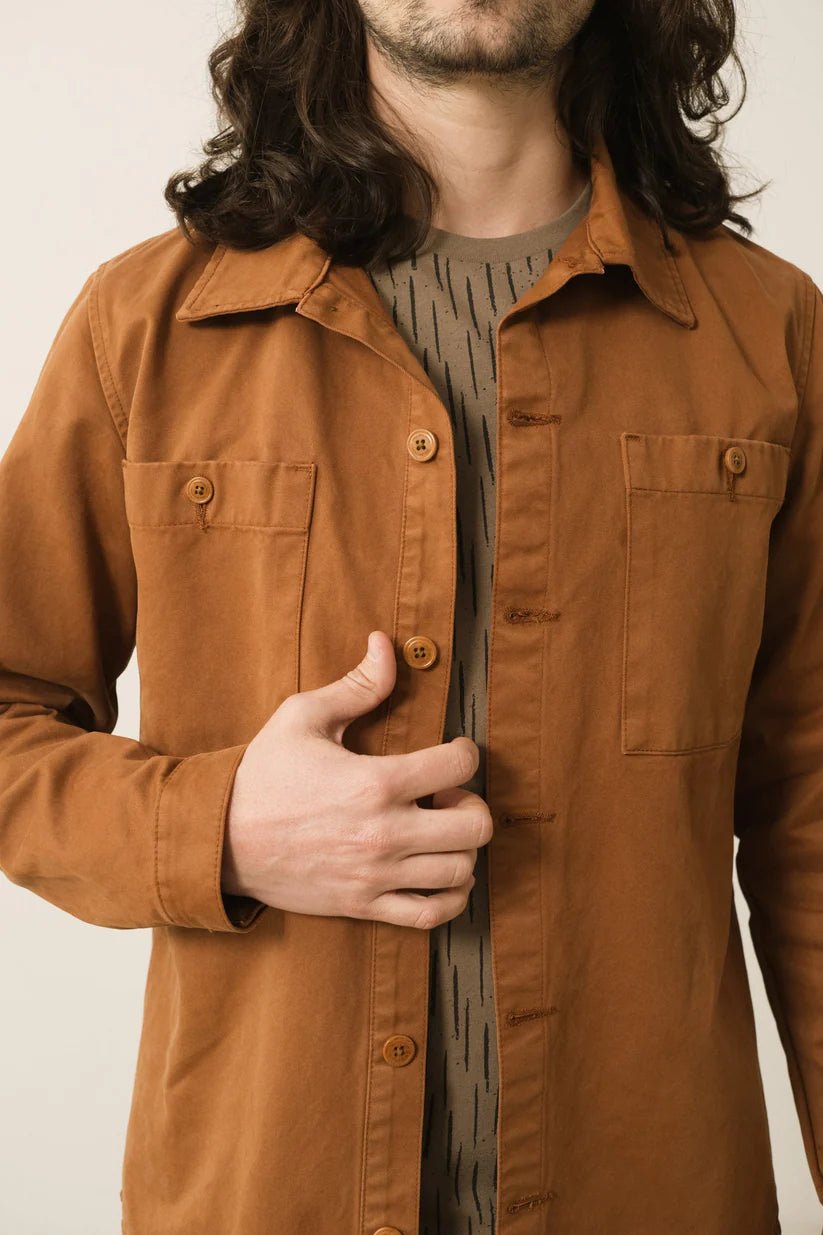 Men's Helmut Organic Cotton Worker Overshirt Terracotta