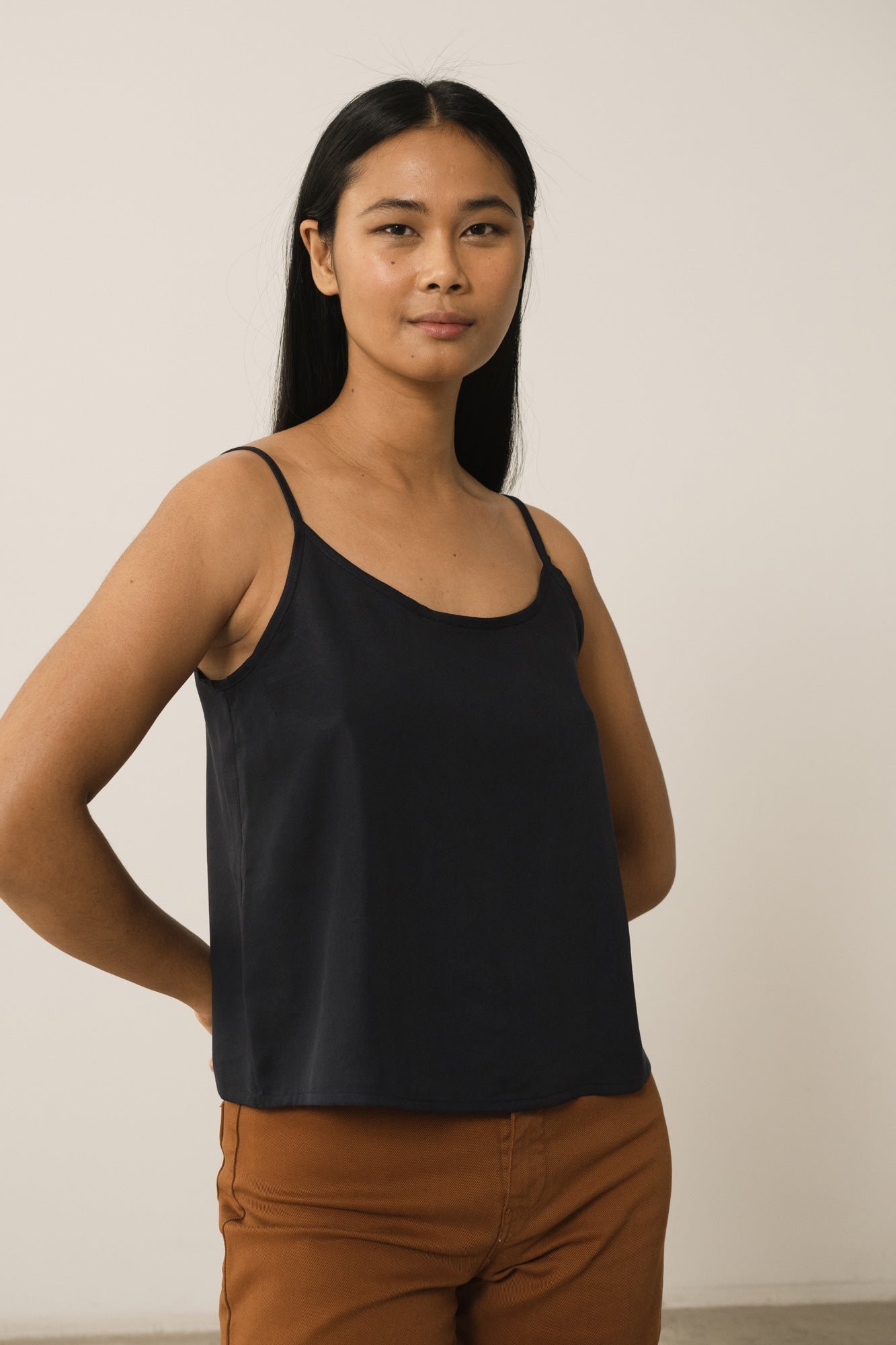 Heloise Tencel Tank Top Navy Blue