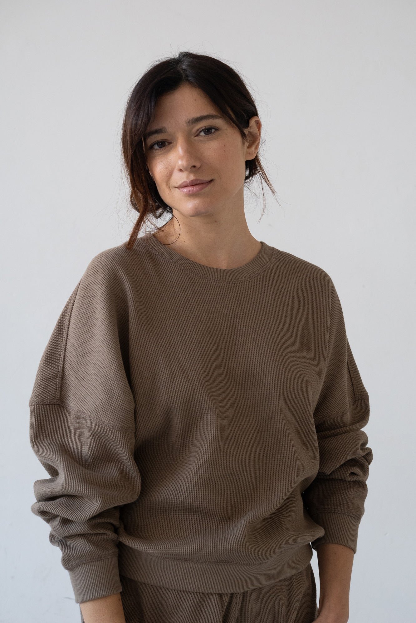 Helmut Oversized Waffle Sweatshirt Brown