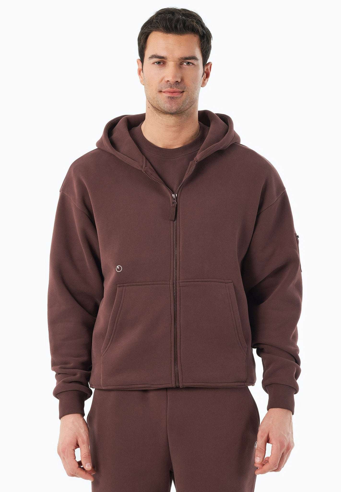JENNA Unisex Full Zip-Hoodie Bitter Chocolate