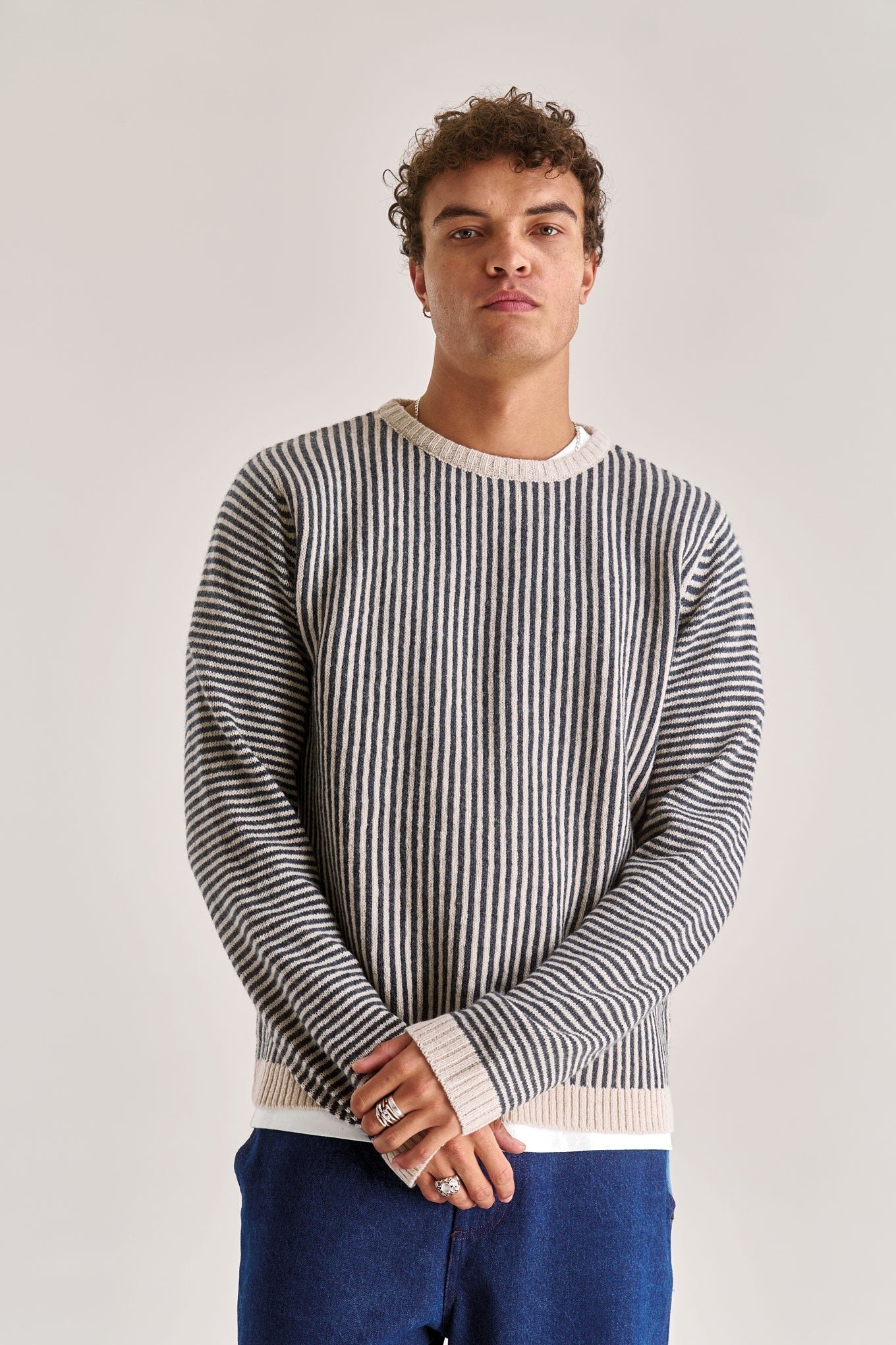ARTHUR Merino Wool Jumper - Charcoal Stripe