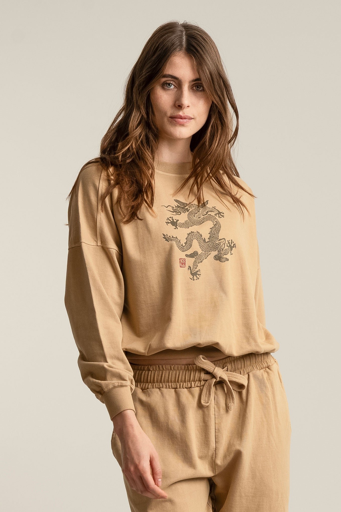 Dragon Dawn Organic Cotton Sweatshirt Beige