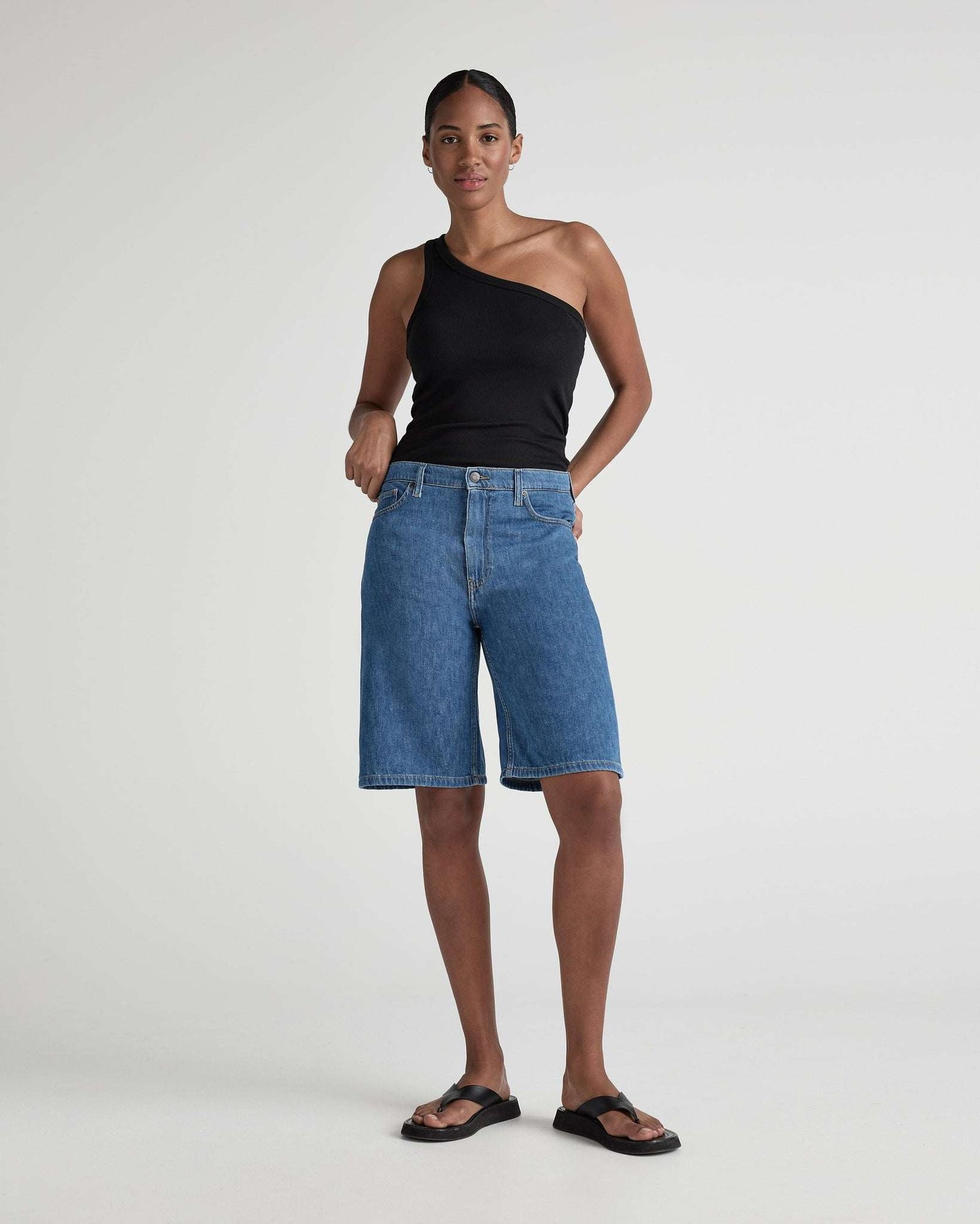 Suzy Mid Denim Shorts Medium Stone